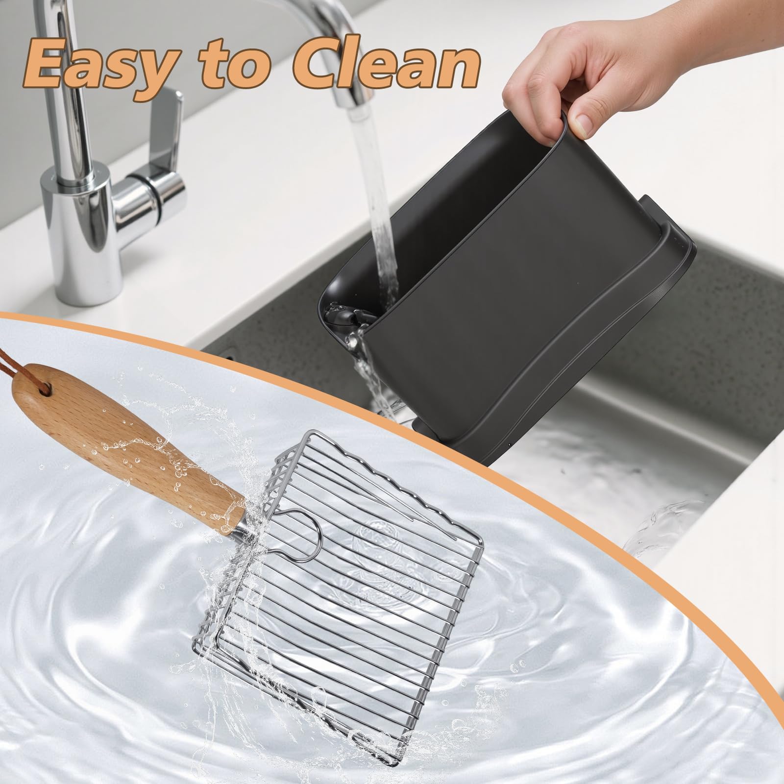 ARMLULU Metal Cat Litter Scoop with Holder, Poop Scooper with Stand&2 Rolls of Garbage Bag, Heavy Duty Stainless Steel Shovel with Wooden, Kitty Quick Sifter for Easy Cleaning, Essential Item for Cat - image 7