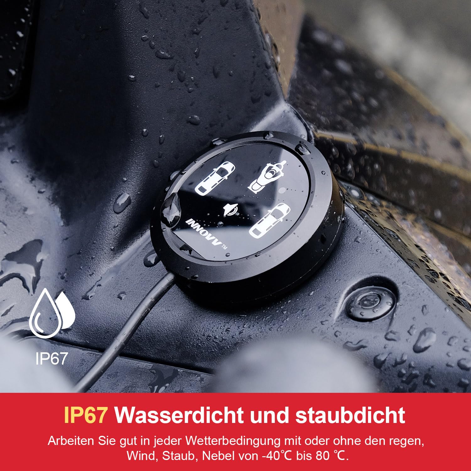 INNOVV ThirdEye Motorrad Toter-Winkel Assistent mit ak, und opt, Alarm, Wasserdichtes Motorrad Assistenzsystem erkennt Gefahren von der Seite und Hinten, Für Motorräder, E-Bike (Version ansehen)