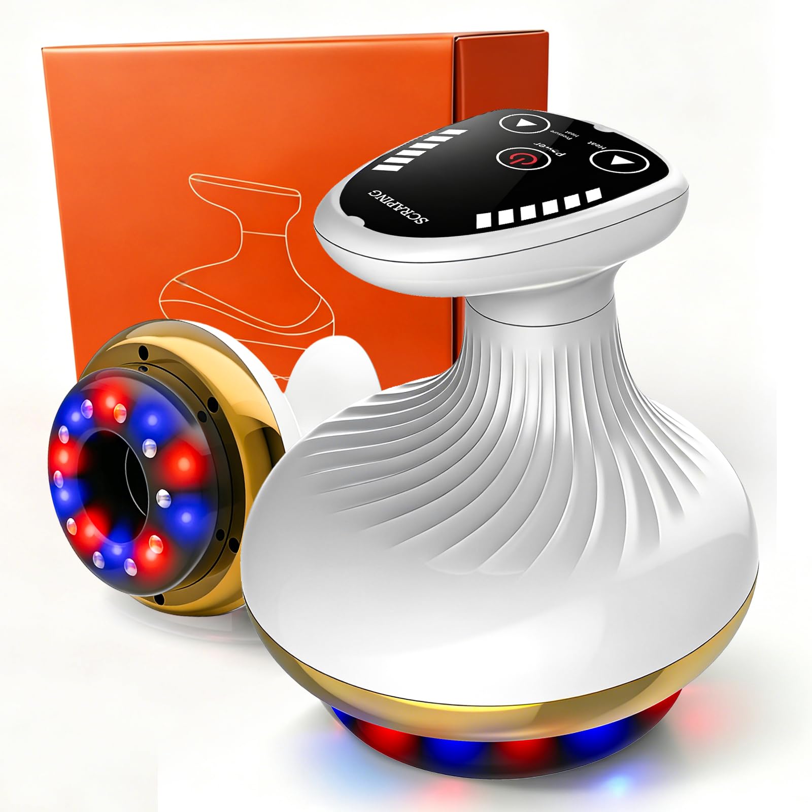 Vacuvia Cellulite Massager,4-in-1 Vakuum Massagegerät gegen Cellulite für straffere Haut,Verbesserte Durchblutung&Professionelle Tiefenmassage mit Wärmetherapie&LED-Licht, Anti-Cellulite Massagegerät