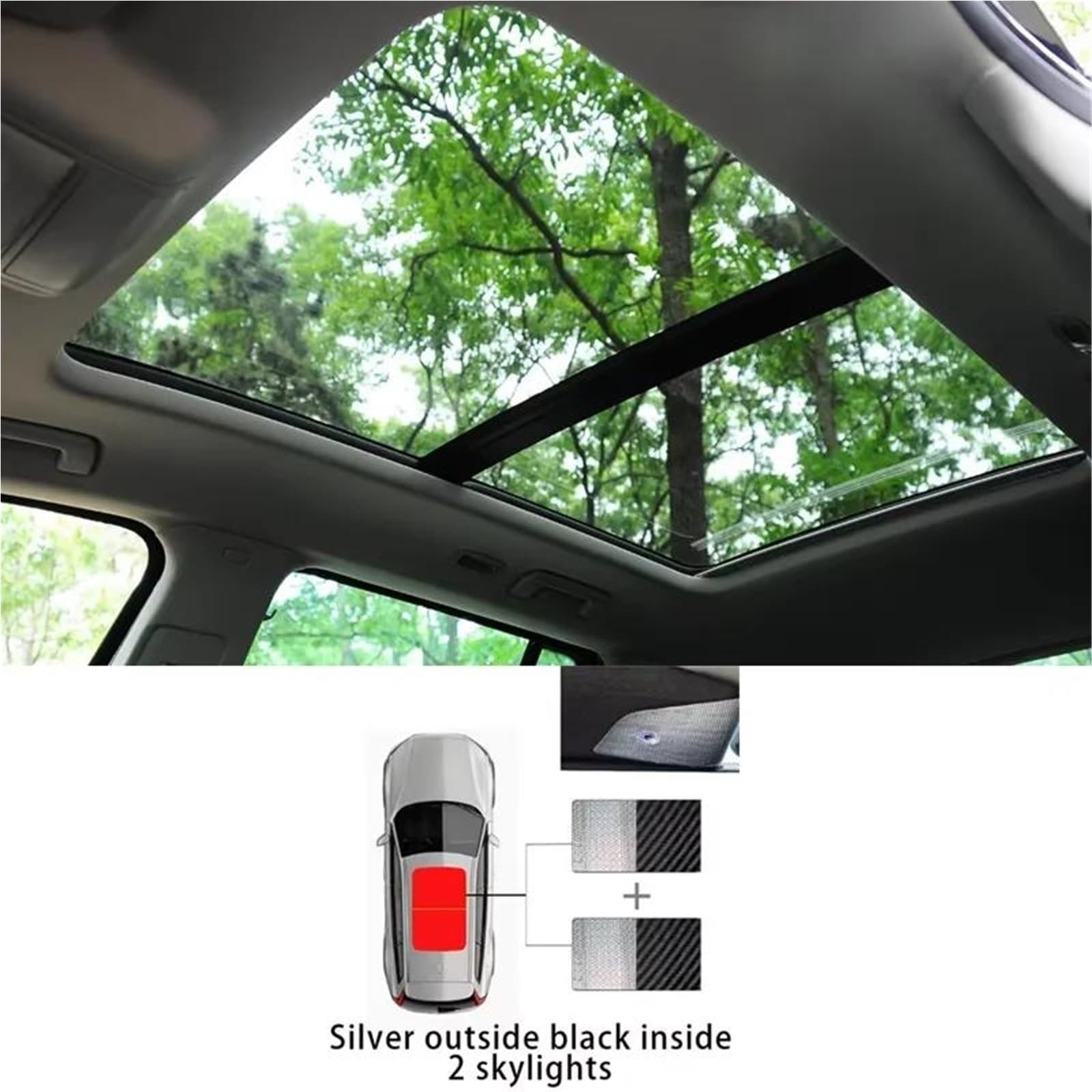Tenda Tettuccio Apribile Auto Parasole Per Tettuccio Apribile Adatto A Per VW Per Sharan 7N 2012~2019 Protezione Termica Per Tetto Panoramico E Accessori Per Finestrini(Argento Nero)