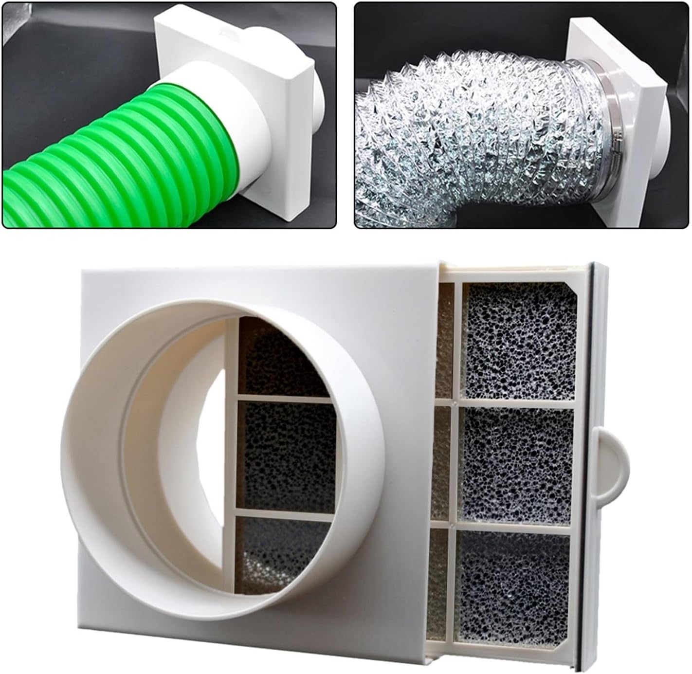 Washable Ventilation Air Filter Duct with Removable Sponge Net, for PVC and PE Pipes Dust and Particle Removal(110mm)