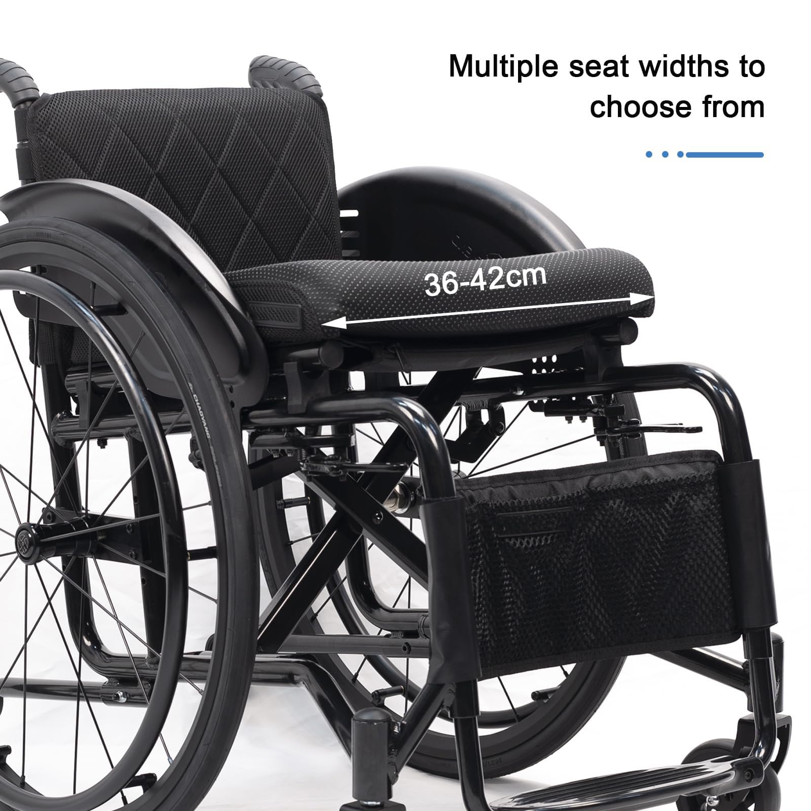Silla De Ruedas Deportiva Ultraligera Todoterreno para Adultos, Reposapiés Y Altura del Asiento Ajustables, Plegable, Fácil De Desmontar, Capacidad De Carga De 100 Kg. 42cm-A