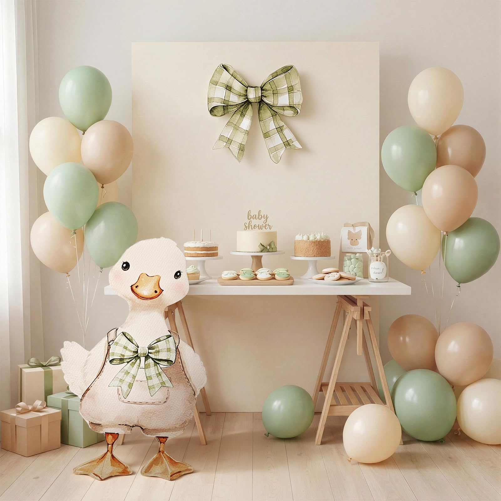 Photo 1 of Novabright 2 Pcs Silly Goose Cutout Party Decoration 39.4'' 1st Birthday Silly Goose Cardboard Cut Out Sign 19.69'' Adhesive Bow Cutout Photo Prop Backdrop Standup for Birthday Baby Shower(Green)