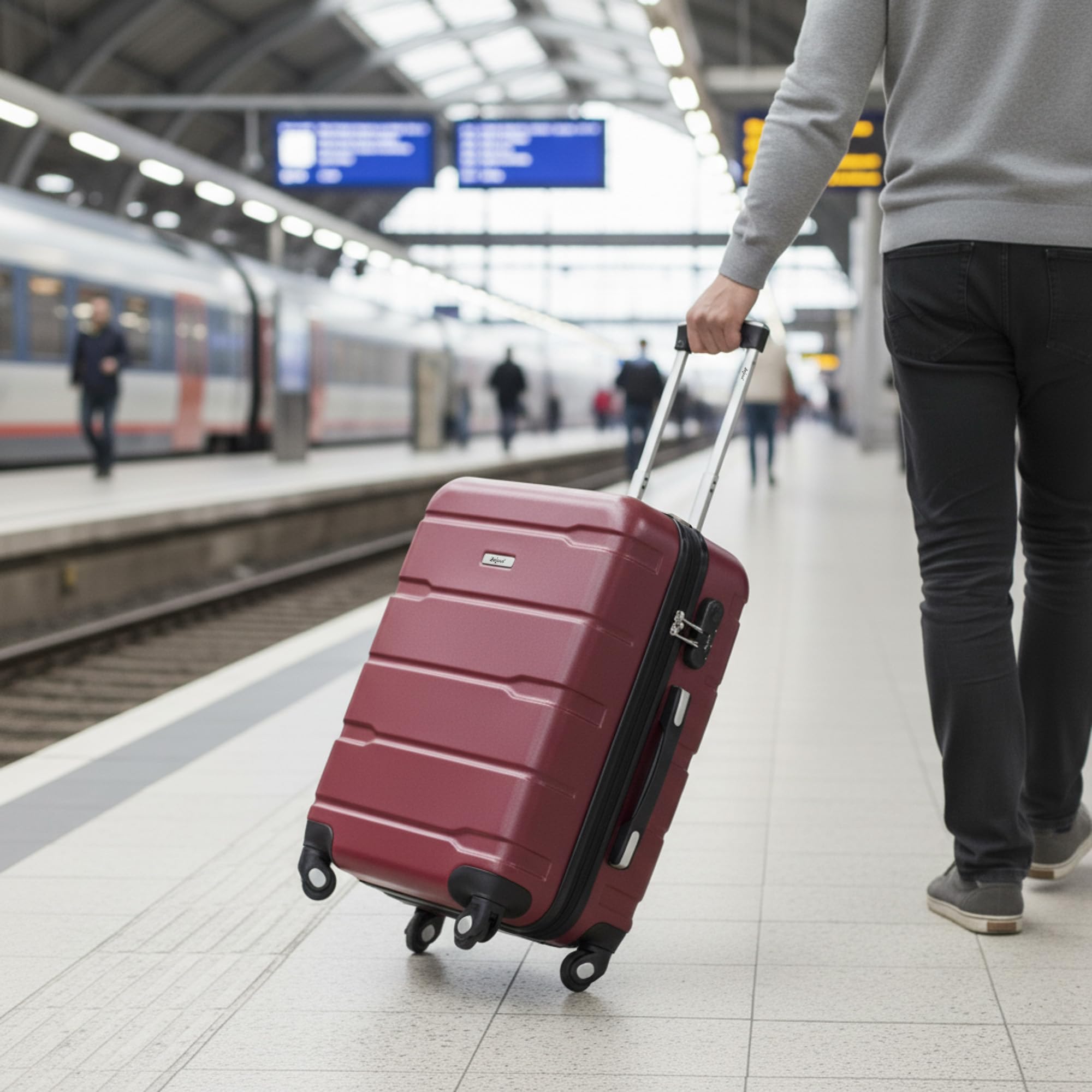 Zelsius Set de valises | Valise rigide en ABS avec serrure à combinaison, 4 roulettes et cloison intérieure | Valise à main, valise rigide - Lot de 4 pièces - Trolley, grande valise, rouge, S, M, L,