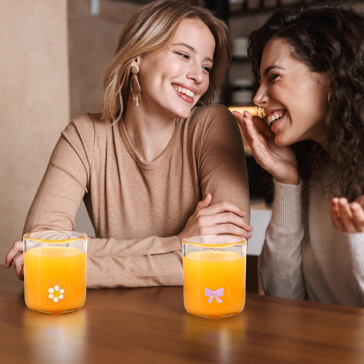 Skylety 2 Pack Icon Glass Cup Pink Bow Coquette Daisy Flower Cup 14 Oz Aesthetic Double Vintage Glasses for Valentine Gifts Woman Friend Summer Party Scotch Liquor Cocktail Juice Drinks Party Favors - Image 7