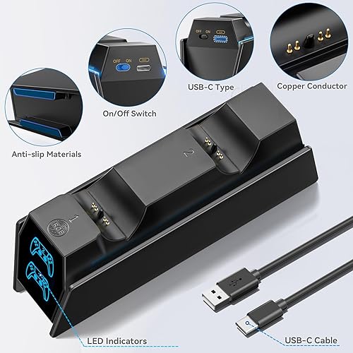 Miniatura 5 de PS5 Controller Charger Station Compatible with PlayStation 5 Faceplates Edge & Dual Controller, 9 Lightings PS5 Accessories Charging Station, PS 5