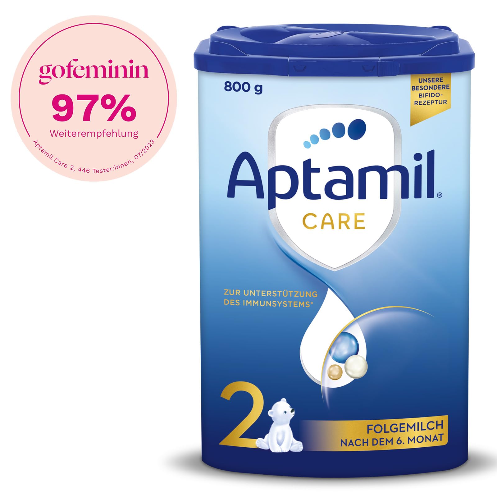 Aptamil Care 2 – Folgemilch nach dem 6. Monat, Mit Omega 3 & 6, DHA & ARA, Ohne Palmöl, Babynahrung, Milchpulver, 1x 800 g (Packung mit 6)