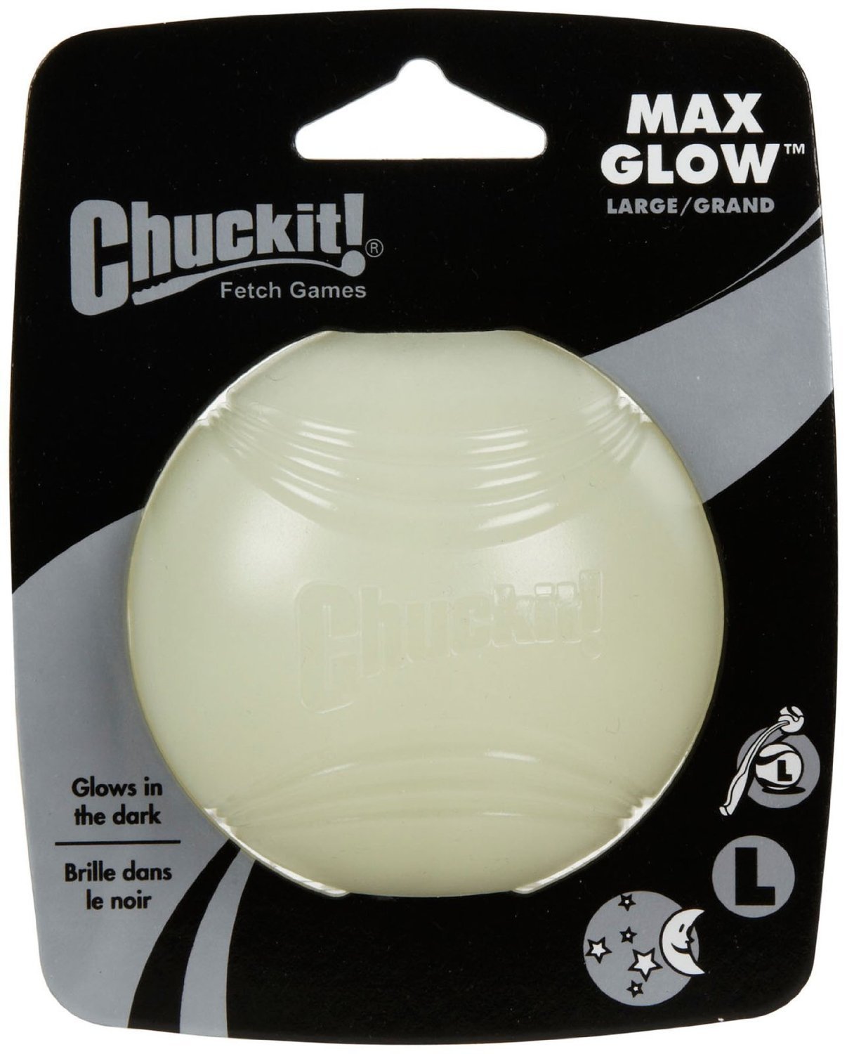 Chuckit Max Glow Ball Large Ball - 3 Diameter 1 Pack - Pack of 3