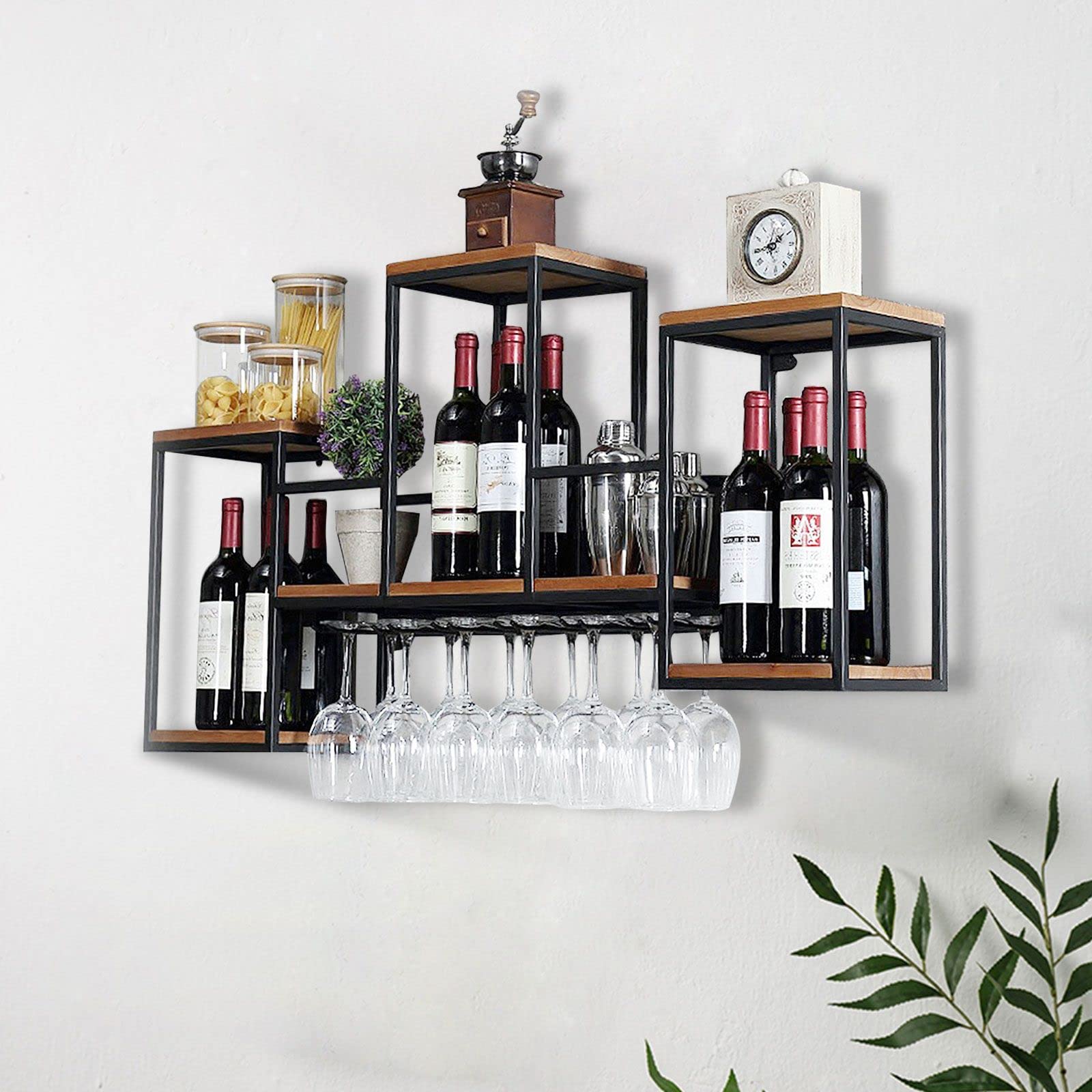 Wijnrek wandrek flessenrek Nordic Wall Mounted Wijnrek |Muur van het metaal wijnfles Rack | Goblet Stemware Glass Holder |Champagne drank Storage Shelf |Bar Huis van de Keuken Wanddecoratie