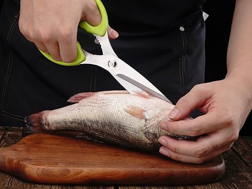 Miniatura 6 de Tijeras de cocina, tijeras de cocina de 10 pulgadas, resistentes y multiusos, tijeras de cocina de acero inoxidable, aptas para lavavajillas, color