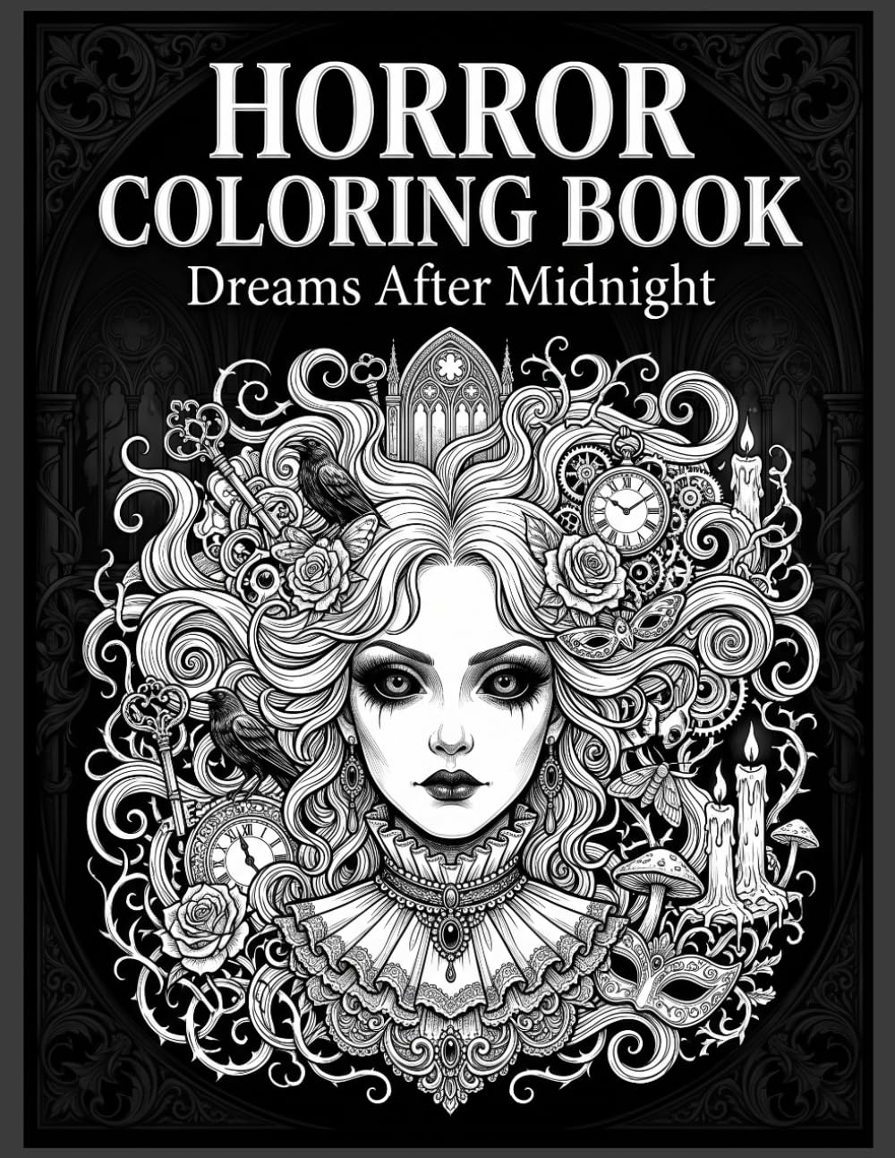 Horror Coloring Book: 50 Intricate Gothic, Dark Fantasy & Surreal Horror Illustrations for Adults and Teens