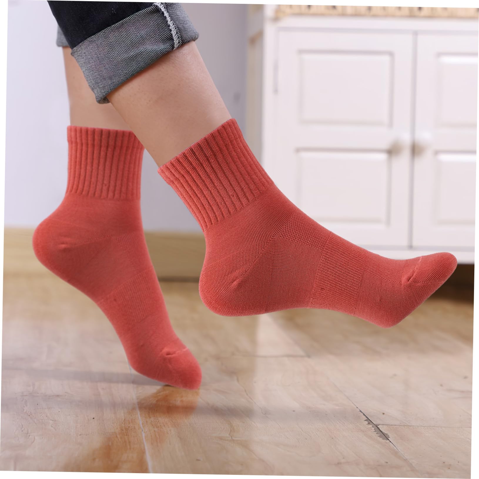 UKCOCO Calcetines de Algodón para Mujer, 10 Pares, Tubo Medio | Transpirables y Elásticos, Ajuste, para Fitness y Actividades Variadas
