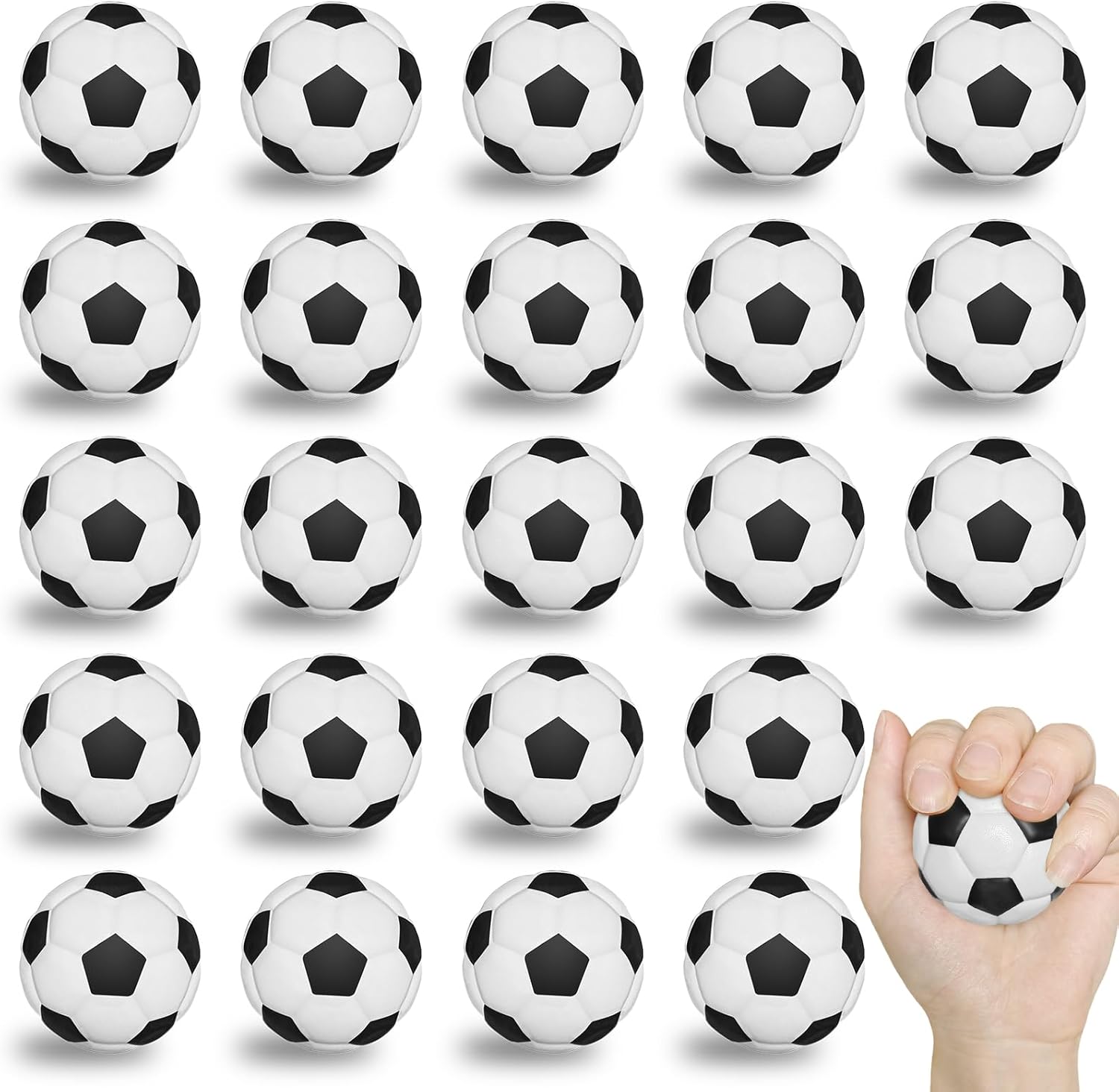 48PCS 2 Inch Mini Soccer Stress Balls for Kids Adults, Mini Foam Soccer Party Favors, Anxiety Relief Squeeze Ball Bulk Toys for School Carnival Reward Party Decoration