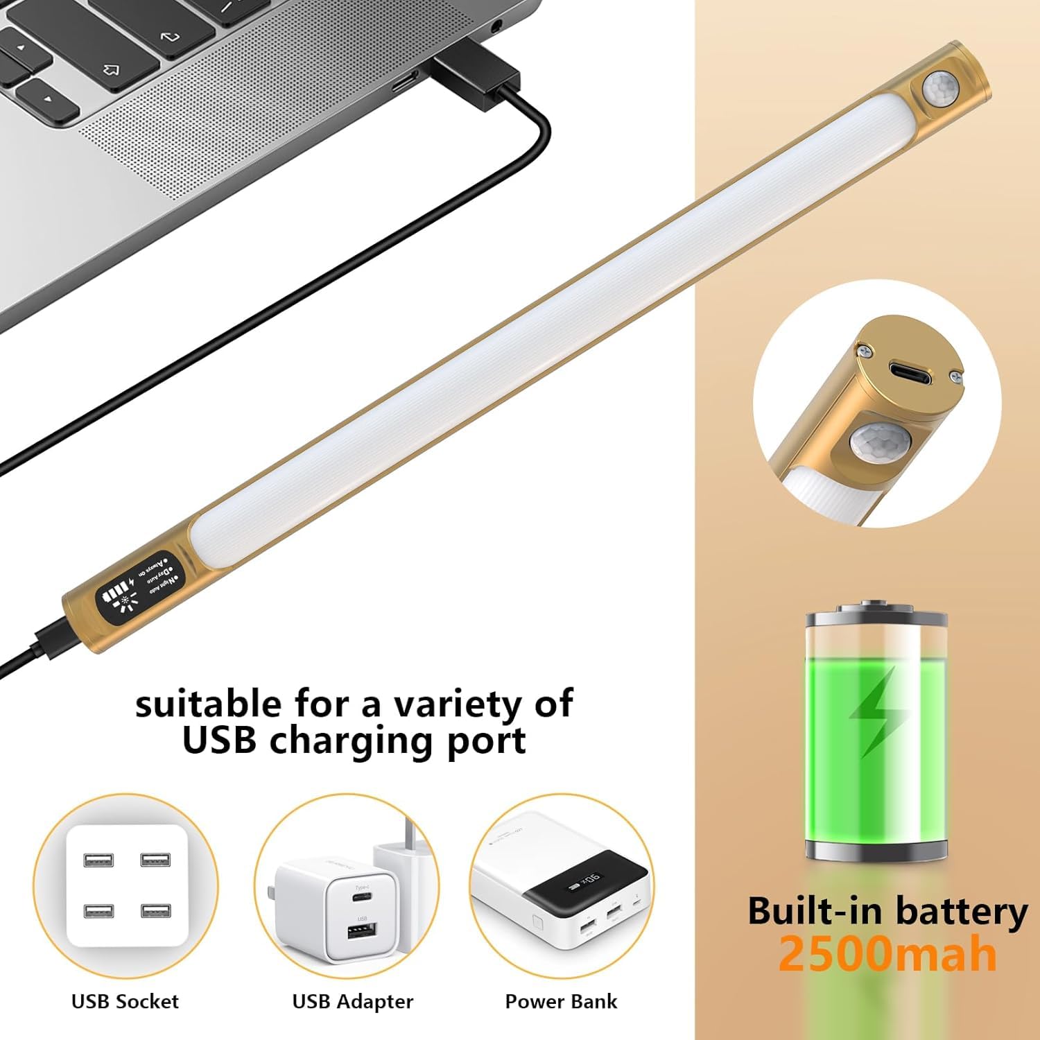 Lampe de tableau sans fil,LED Lampe Murale Rechargeable avec Télécommande,3 Températures de Couleur,Applique murale avec Detecteur Mouvement,pour tableau la fresque et les fléchettes