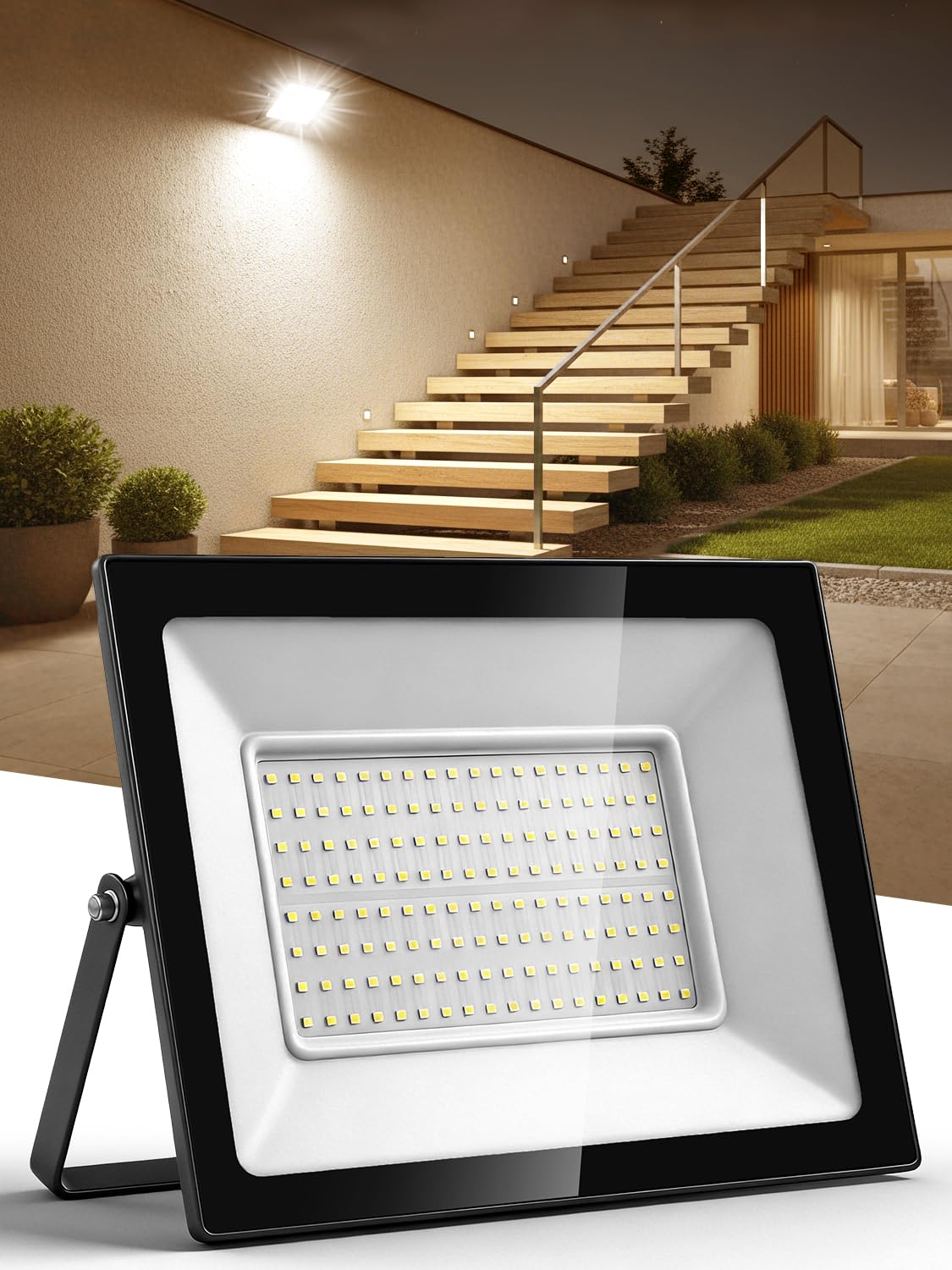 Litglobe 150W LED Floodlight Outdoor,15000LM Super Bright LED Security Lights,3000K Warm White Flood Lights Outdoor,IP66 Waterproof Outside Lights,Outdoor Light for Yard Garden Garage