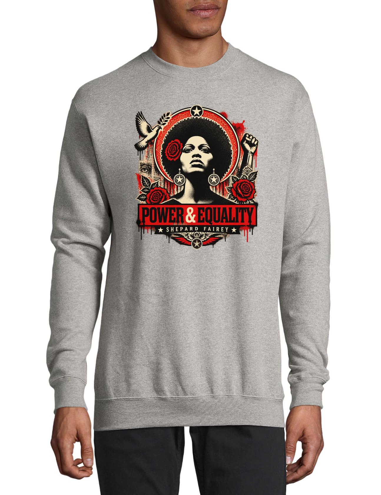 Damen-Pullover mit erhöhter Faust und Taube aus Baumwolle, Grau