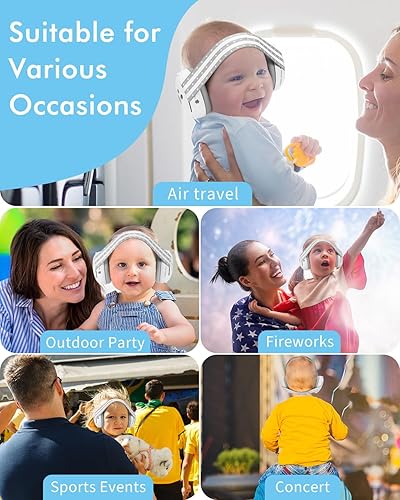 Miniatura 7 de Protección auditiva para bebés, auriculares con cancelación de ruido para bebés, orejeras con reducción de ruido para bebés y niños pequeños de
