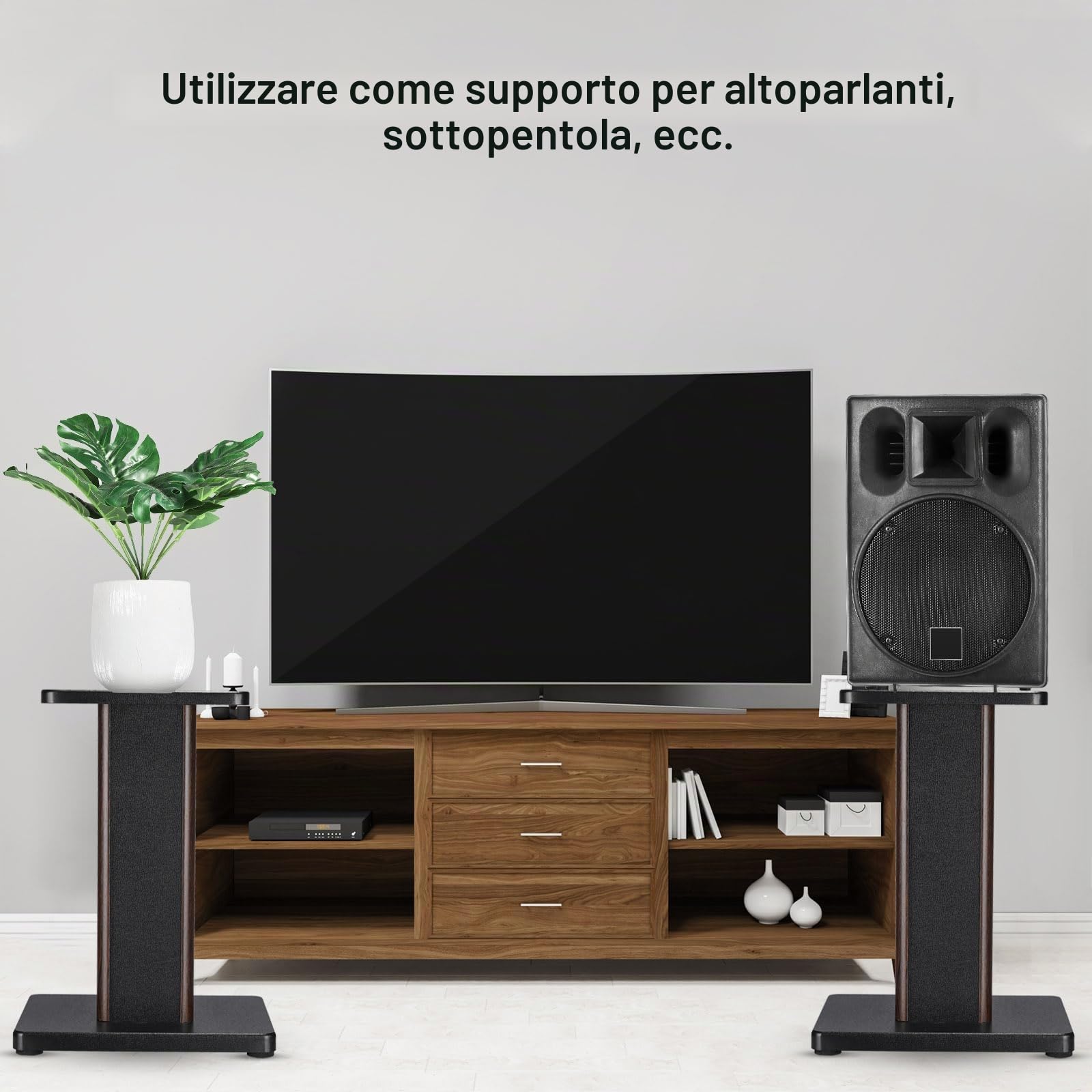 sourcing map Grana del legno Stand per altoparlanti 1 paio di 11,8 pollici (30 cm) Universale Piccolo Speaker Stand Cavato Stand Audio Migliorato Ascolto per Home Theater Cinema