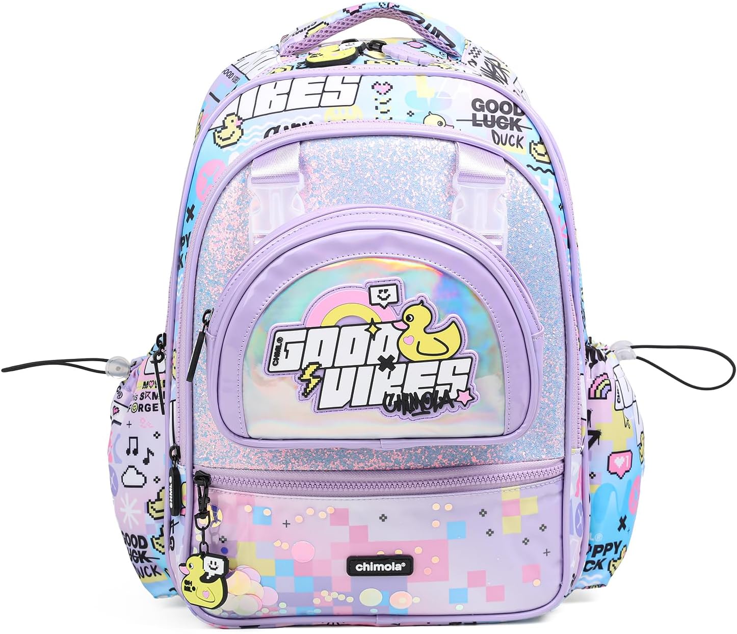 16 Inch Girls Backpack for Preschool Kindergarten Elementary School, Multi Pocket Purple School Backpack Lightweight Kawaii