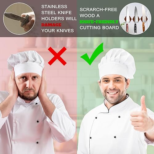 Miniatura 5 de Layhit 6 soportes magnéticos hexagonales para cuchillos de pared de 2.36 pulgadas, bloque magnético de cuchillos de madera, estante magnético de