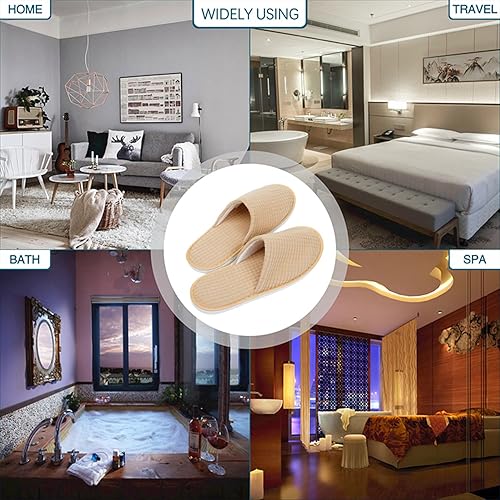 Miniatura 7 de OSTADARRA 6 pares de pantuflas de spa, pantuflas desechables antideslizantes para invitados, lavables y reutilizables, que se pueden utilizar como