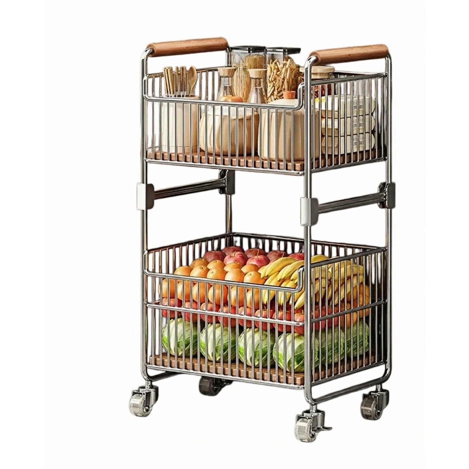 ZYYANSHOP Kitchen Storage Cart Rolling Kitchen Cart Movable Vegetable and Fruit Basket Storage Shelf Organizer Rack