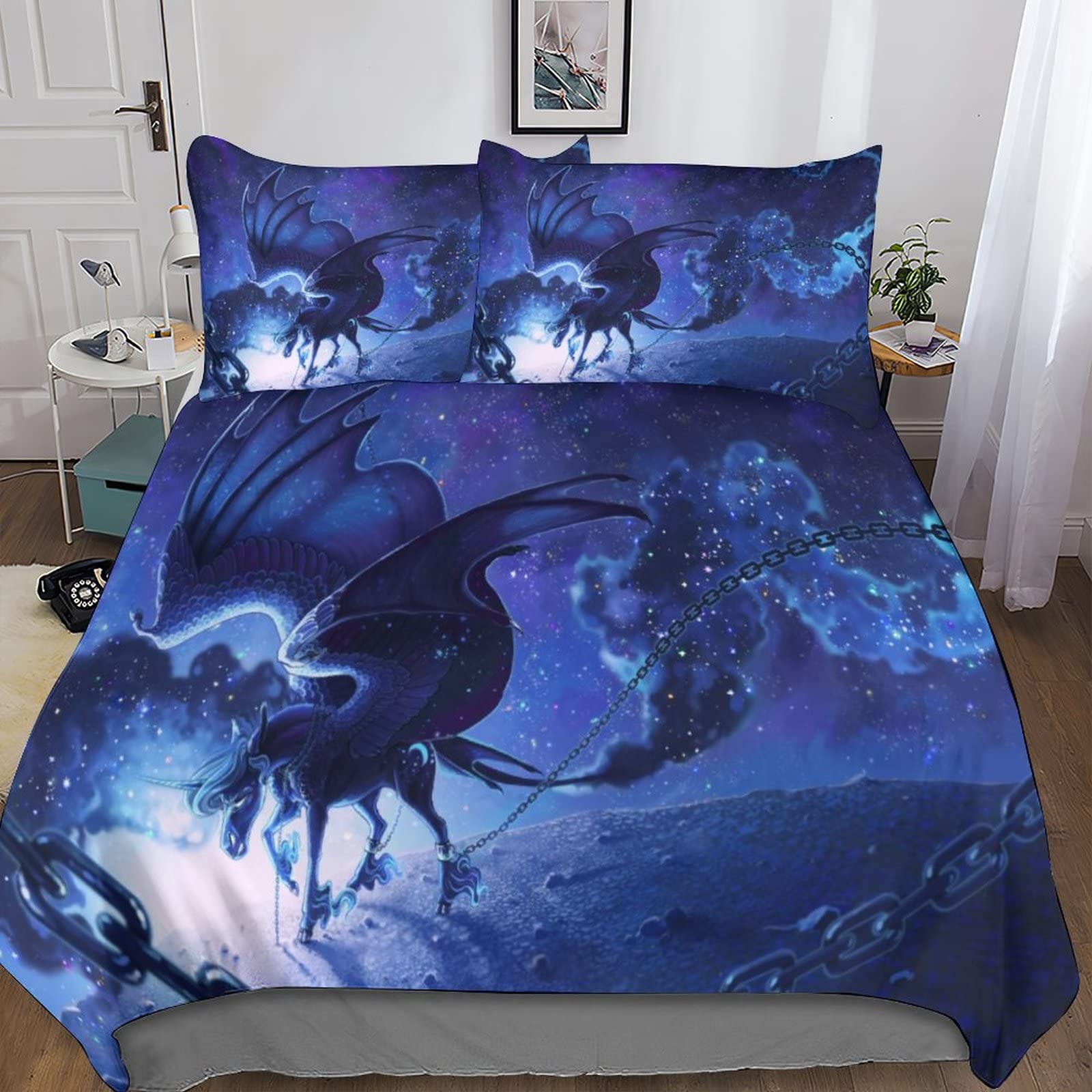 Housse de couette dragon 3D galaxie pour chambre enfant garçon fille lit 220x240 cm