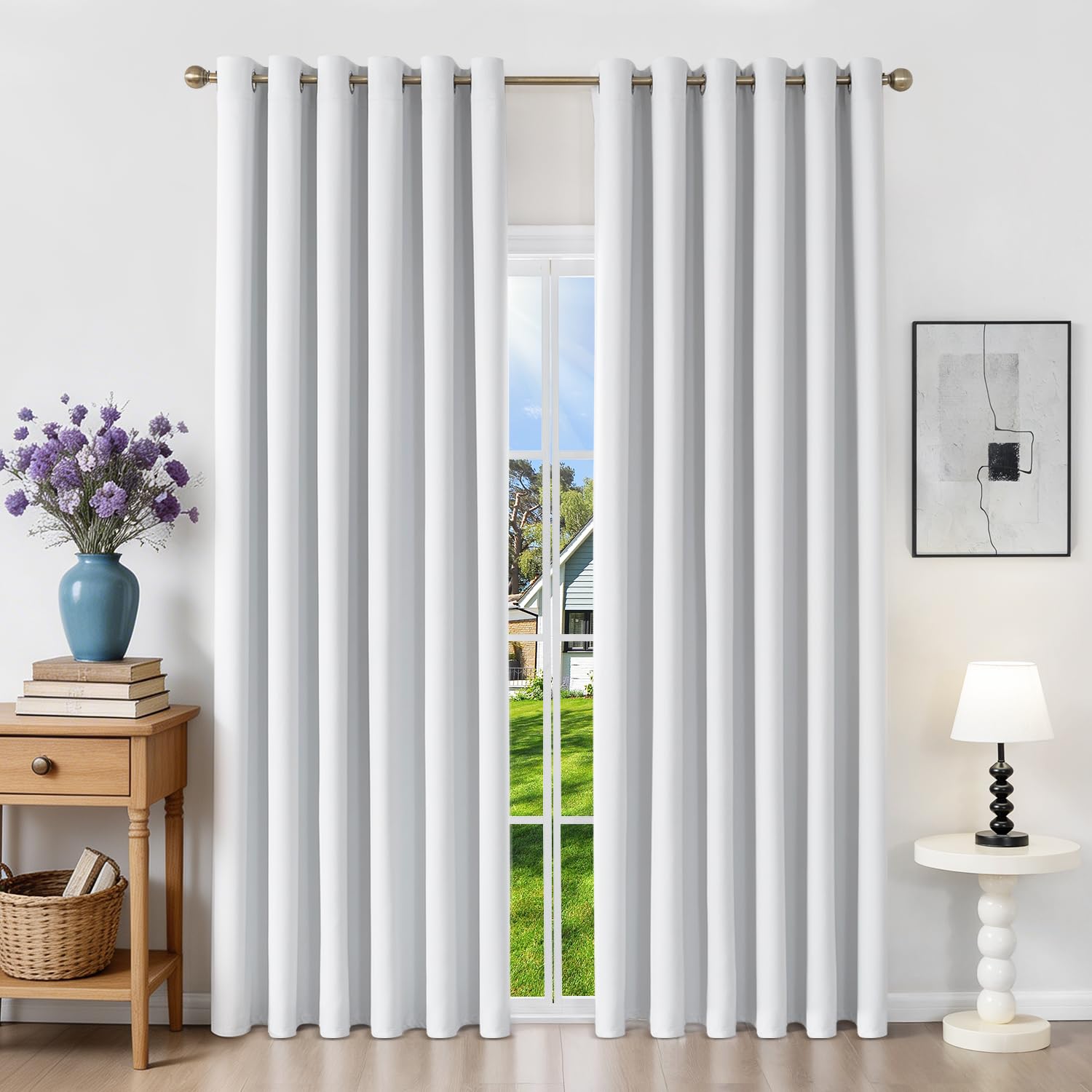 Runyéla Verdunklungsvorhänge mit Ösen Gardinen 2er Set, Vorhänge Blickdicht Thermovorhang Hitzeschutz, Ösenvorhang Thermogardine für Schlafzimmer Wohnzimmer Blackout Curtain