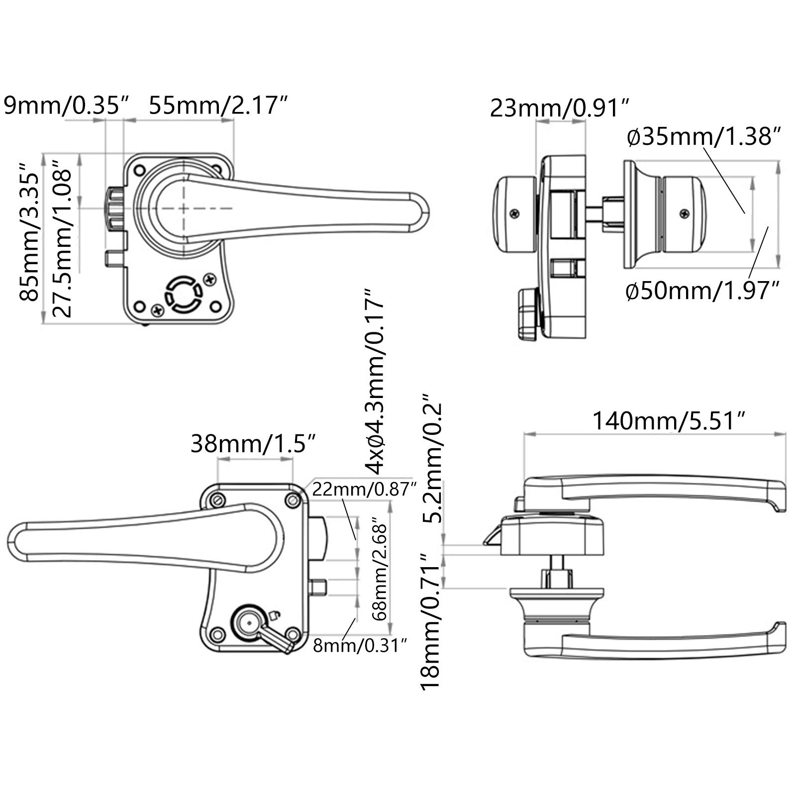 RV Toilet Door Lock Bathroom Door Lock RV Caravan Boat Latch Handle Knob Locks Utility to Use at Home, Silver - Image 2