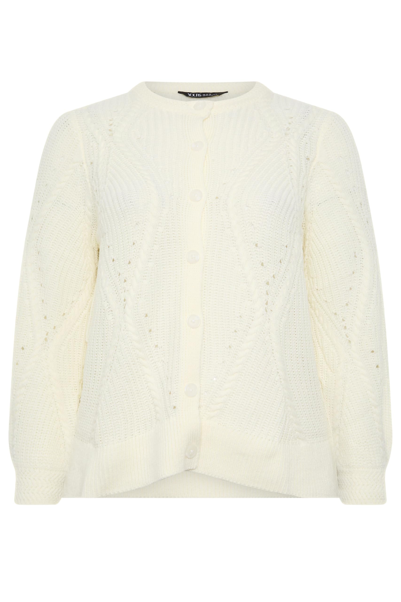 Yours Women's Cream Pointelle Knit Cardigan Sweater In | Size: 22-24