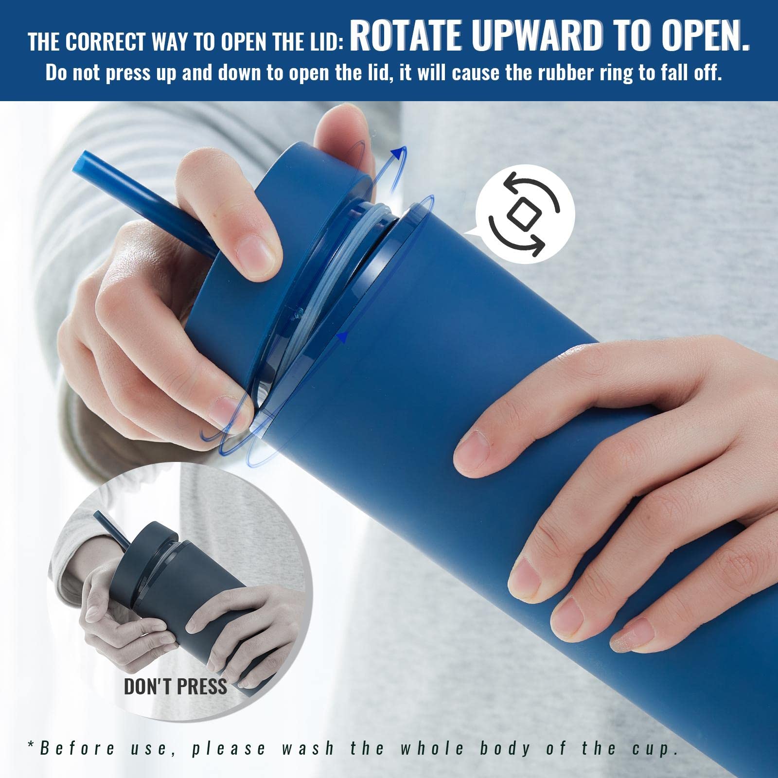 MEWAY 20oz Skinny Tumblers 8 Pack Double Wall Acrylic Tumbler with Lid and Straw,Matte Pastel Colored Reusable Plastic Cups With Straw for Parties, Birthdays,Customization DIY Gifts(Navy,Set of 8)