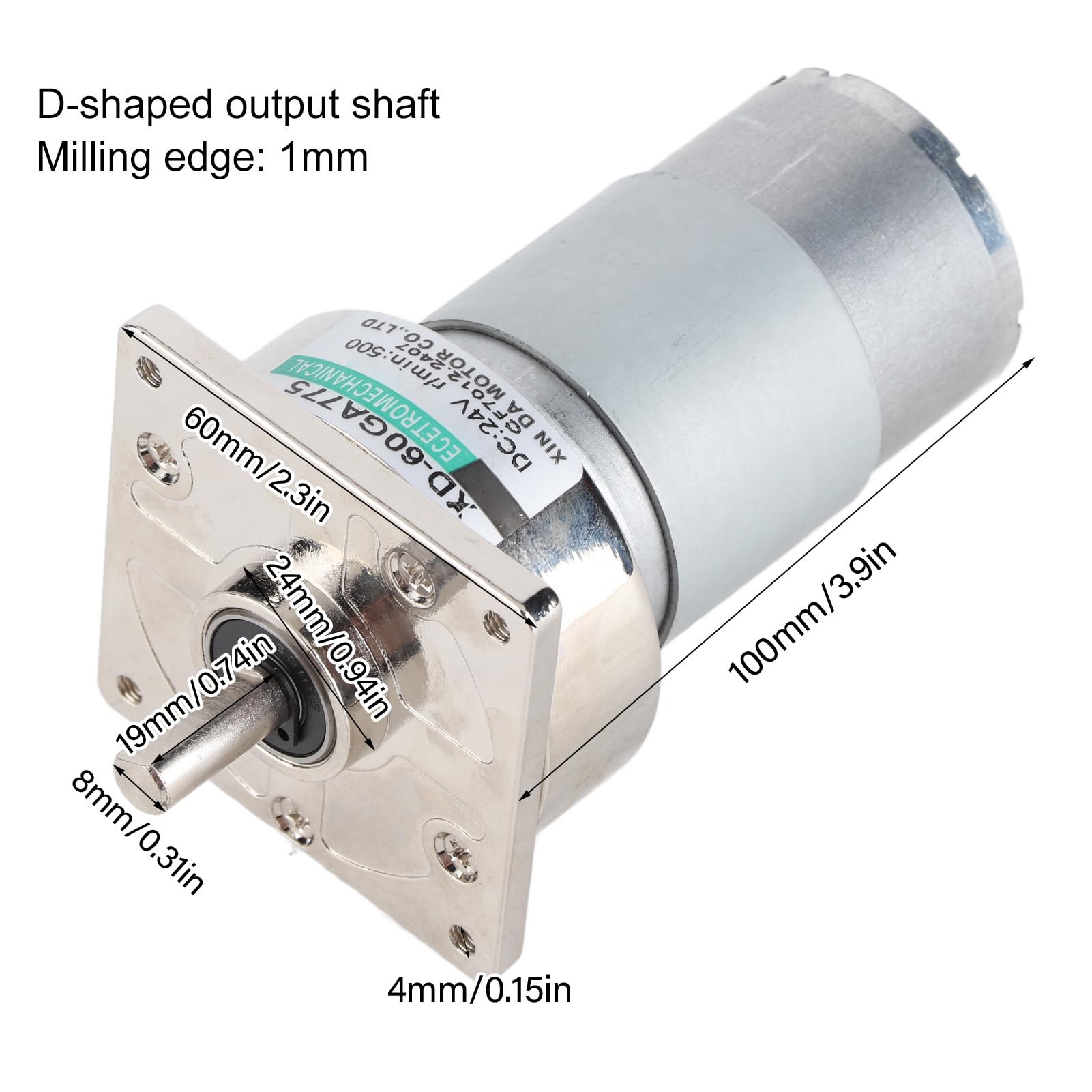 DC12V / 24V 35W Mini DC Motoriduttore a velocità regolabile in metallo Grande coppia motore CW/CCW(24V 500rpm)