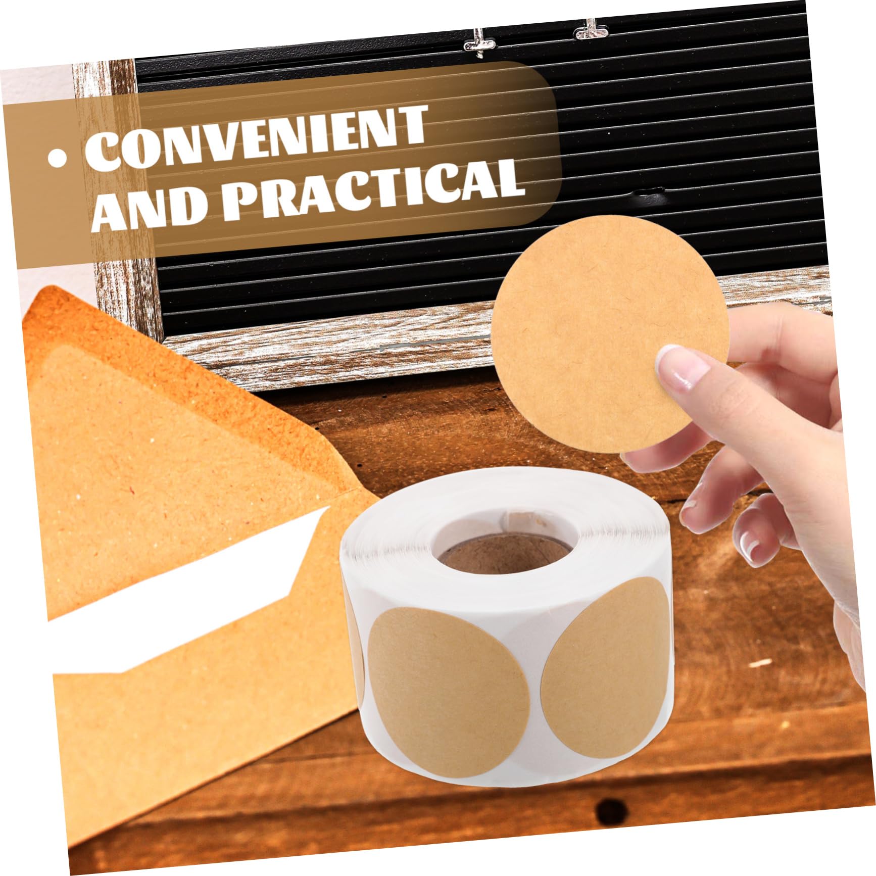 DOITOOL 5 Etichette Adesive Rotonde Kraft Etichette Vuote Autoadesive per Regali Organizzazione e Classificazione per Progetti Creativi