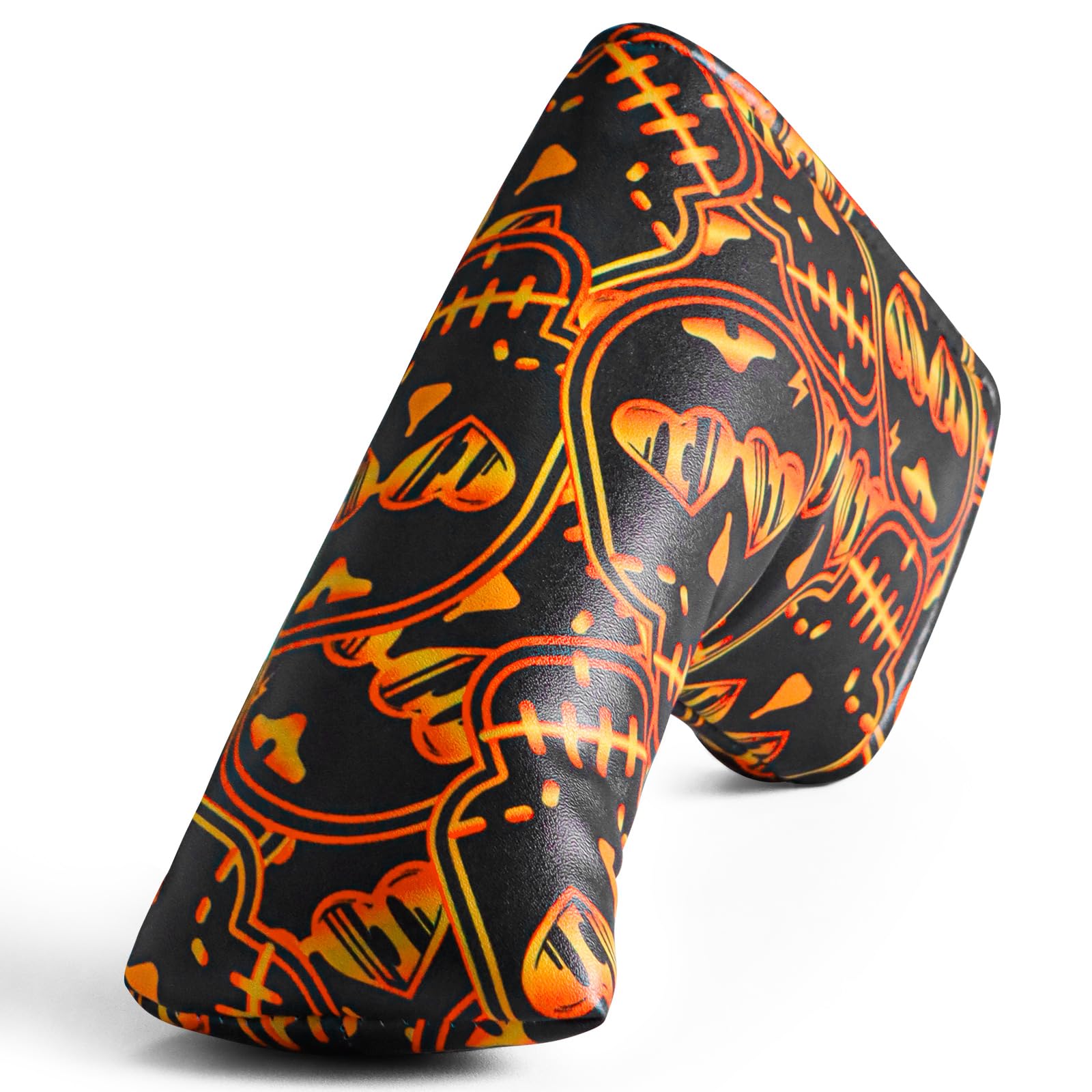 Golf Headcovers for Putter Club PU Leather Fabric Value Pack, Putters Headcover Shamrock Embroidered Design Waterproof Lightweight Fahion Fit All Brands Putter Clubs (Orange)