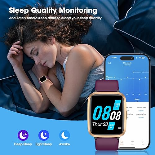Miniatura 3 de POIUZET Monitor de actividad física, reloj de fitness con oxígeno en sangre, monitor de presión arterial y frecuencia cardíaca, contador de calorías