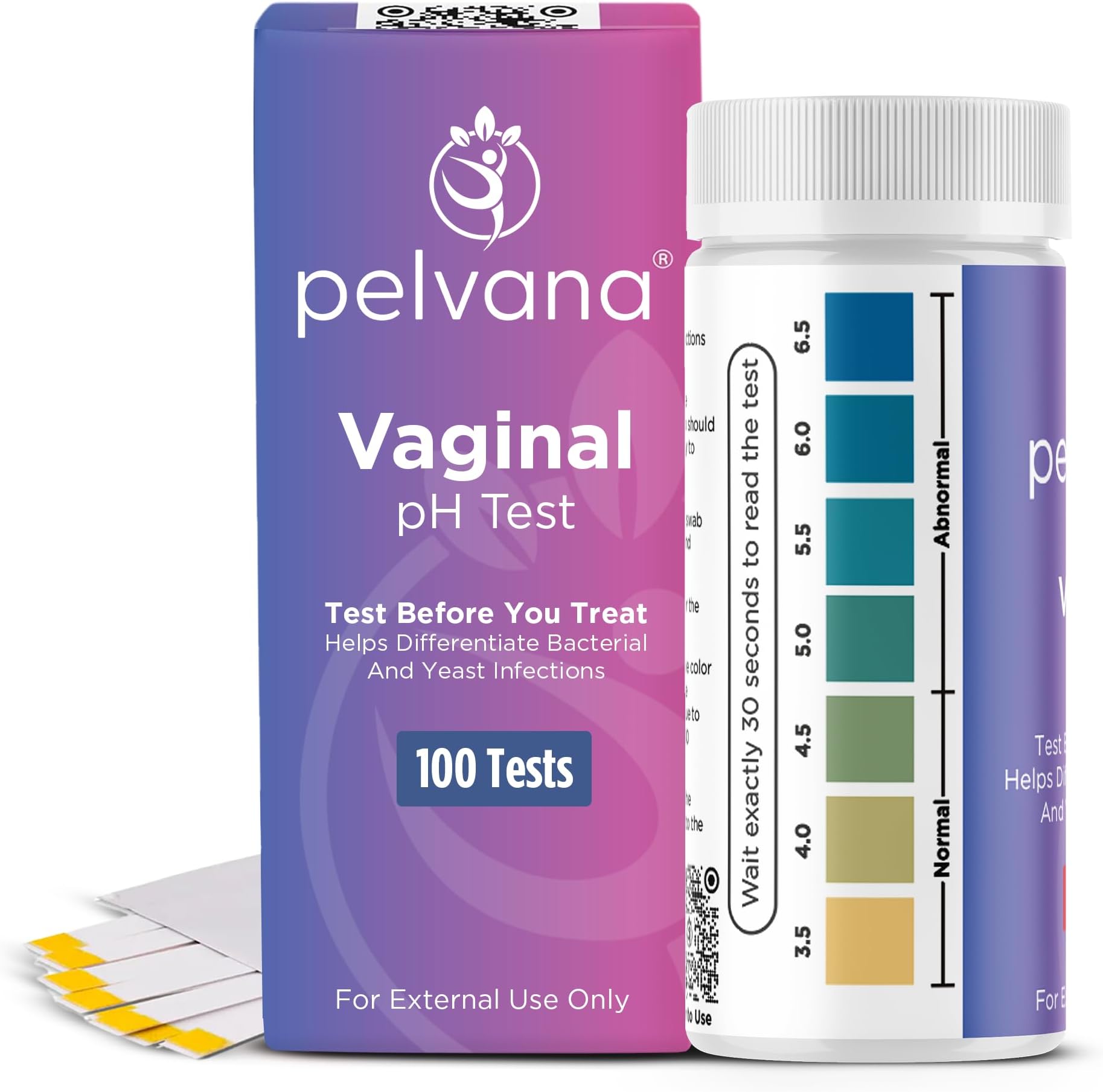 - Vaginal pH Test Strips for Women – 100 Strips, at-Home BV and Yeast Infection Test Kit, Vaginal pH Tester to Differentiate Between Conditions