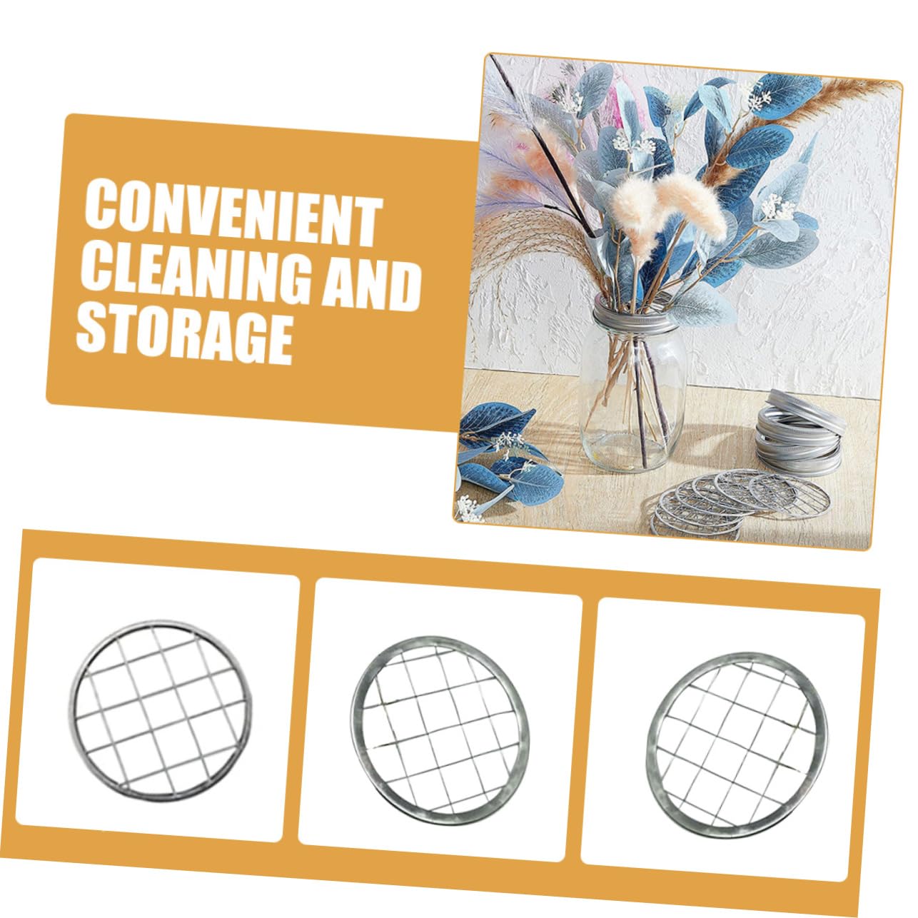 BRIGHTFUFU Lid Inserts for Jar 10pcs Stainless Steel Grid for Home Hotel Flower Arrangements