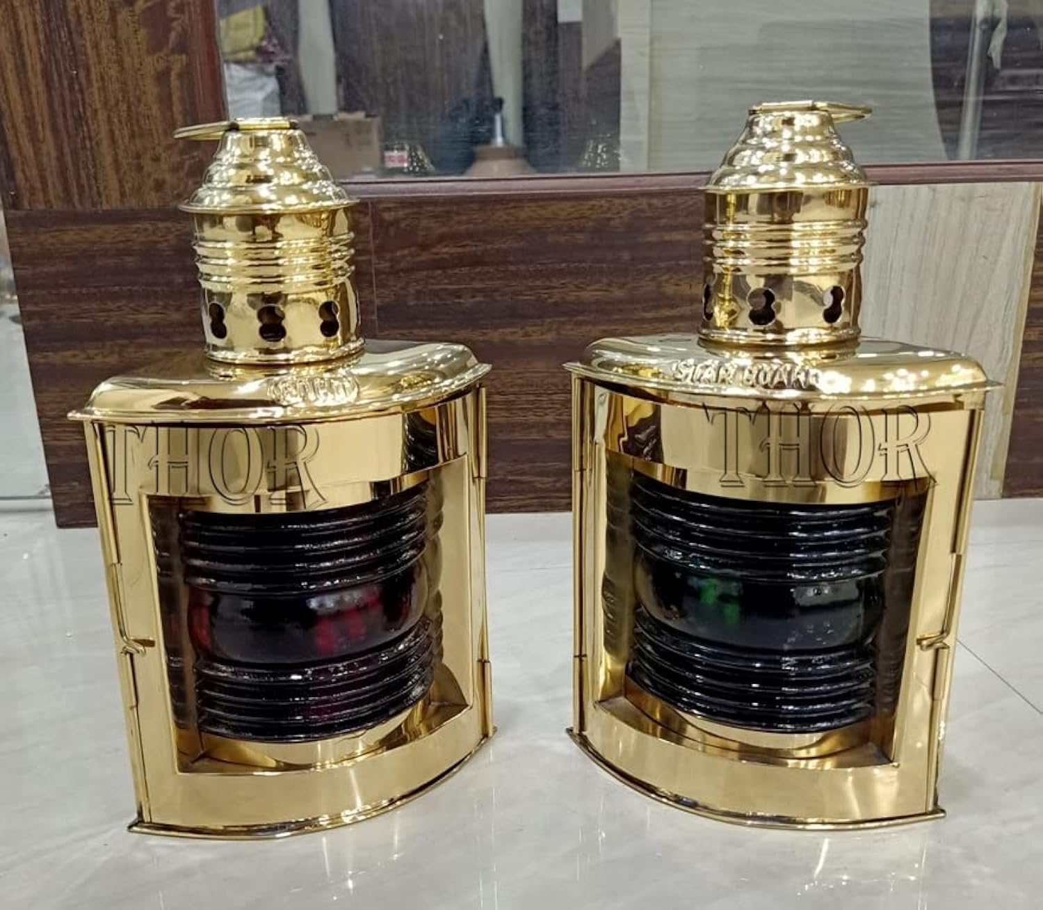 Vintage Nautical Brass Lamp Ship Boat Light Lantern Decor Port & Starboard Lanterns Set of 2 Ship Oil Lamps Rustic Vintage Home Decor Gifts