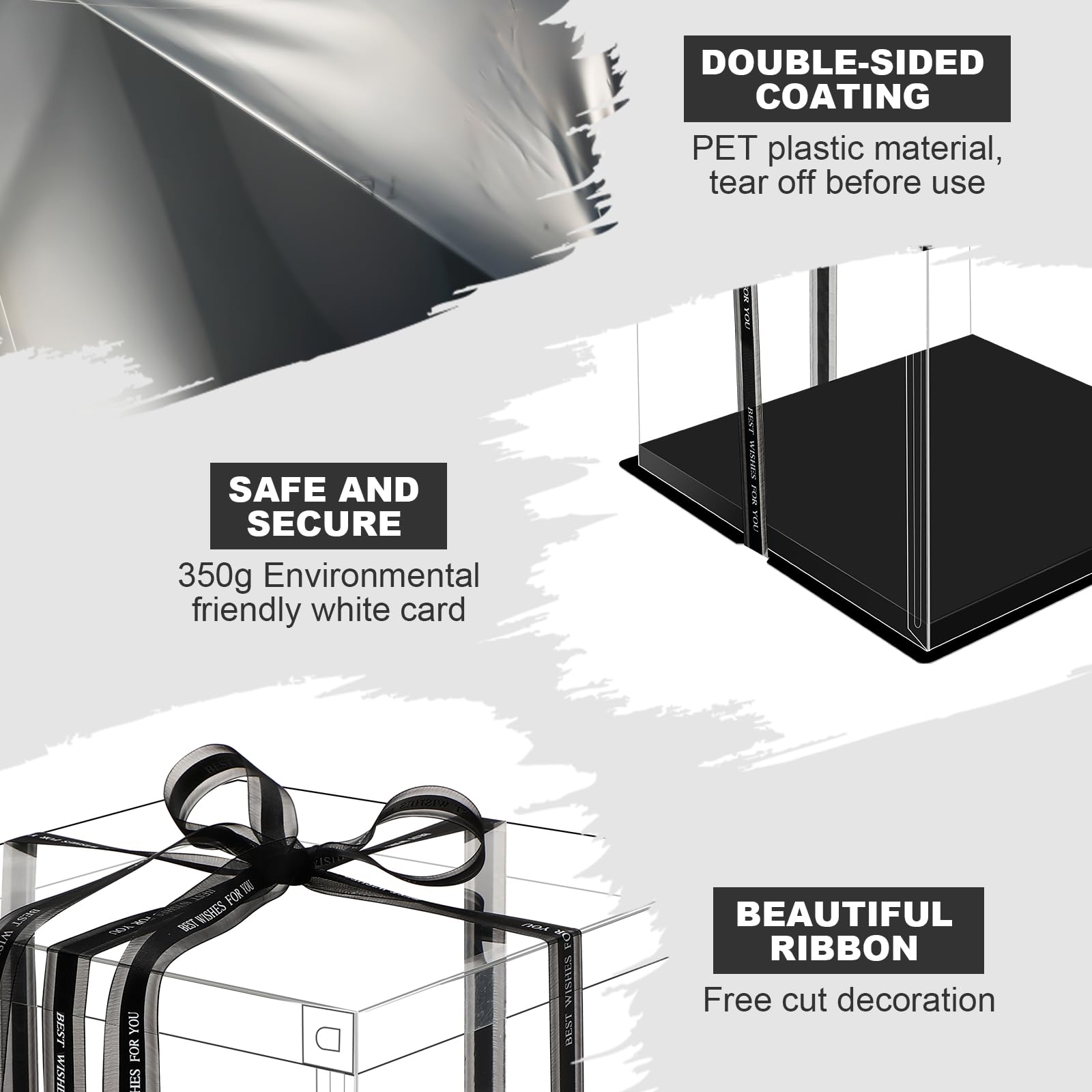 Maxdot 10 cajas transparentes altas para tartas de 12 x 12 x 10 pulgadas, caja grande transparente para tartas con cinta, contenedor de almacenamiento de tartas de boda, cajas de regalo transparentes