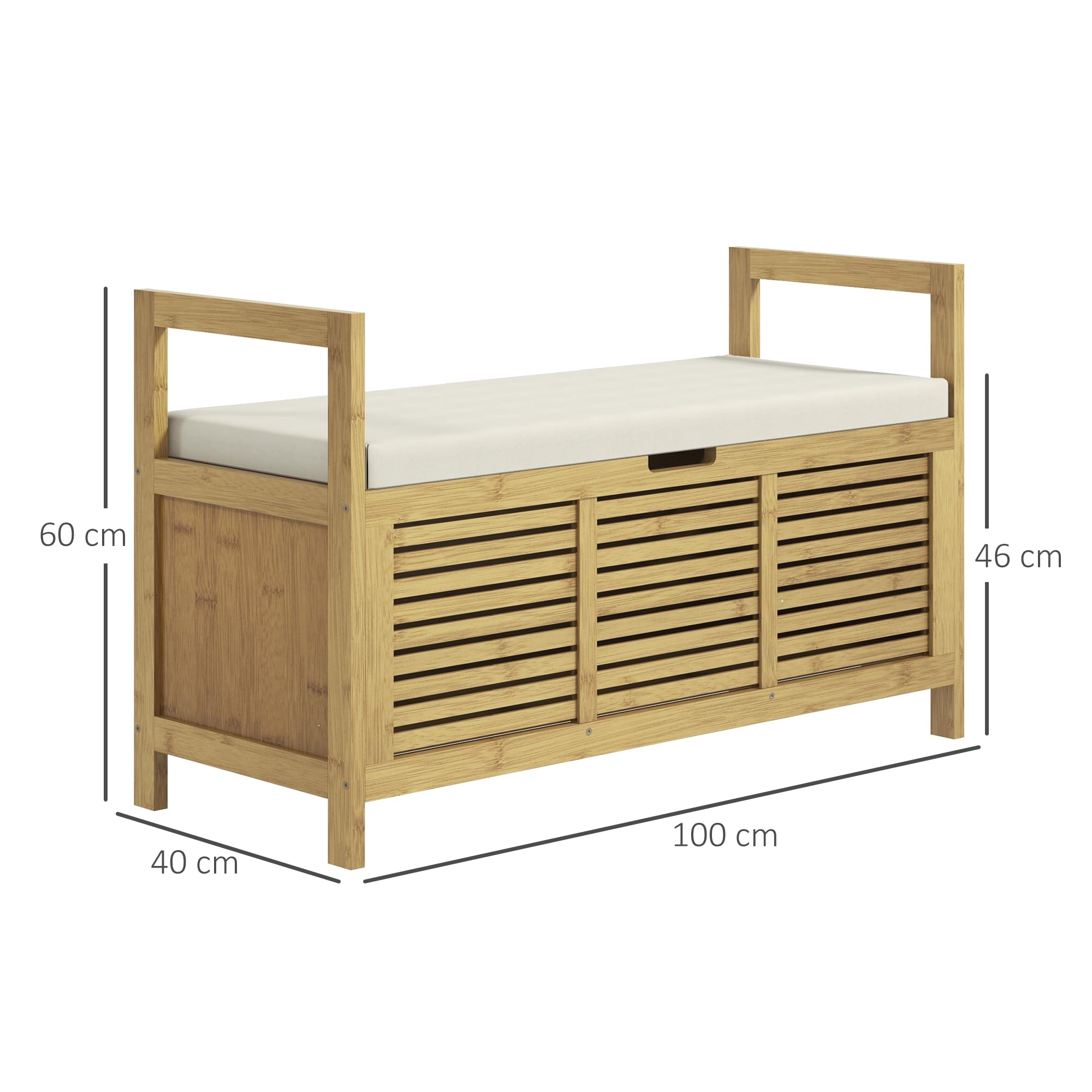 HOMCOM Schuhbank mit Sitzfläche Bambus Wohnzimmer 100 x 40 x 60 cm Natur
