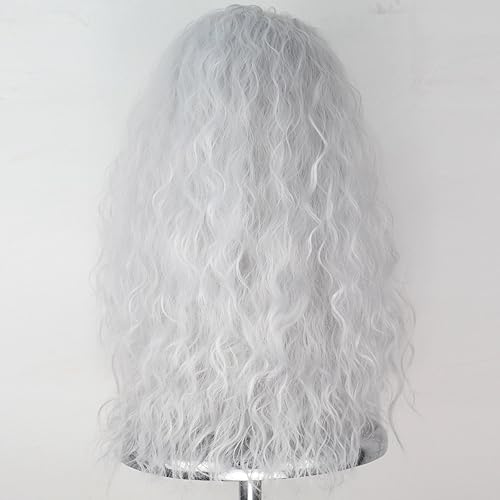 Miniatura 4 de Peluca de bruja para mujer, disfraz de bruja para mujer, peluca larga gris para cosplay, Halloween, peluca de repuesto de cabello