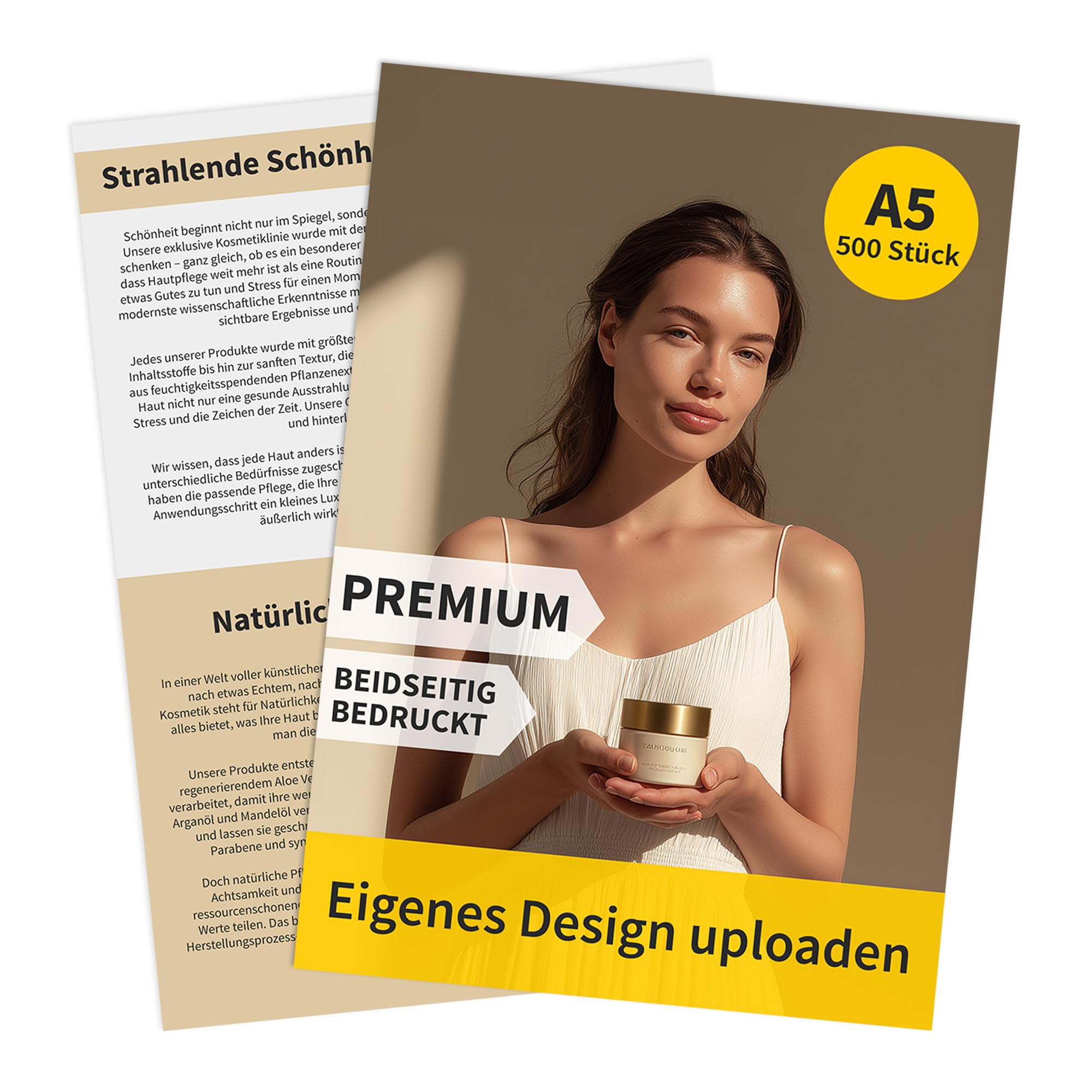 Flyer - 500 Stück - A5 - hoch - beidseitig - Premium 250g matt | Flyer drucken, 500 Stück, A5, Hochformat, Premium, 250g Papier, beidseitig, matt