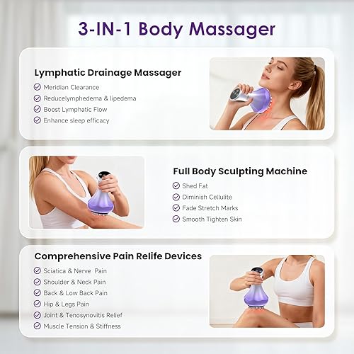 Miniatura 3 de Masajeador de drenaje linfático, herramienta de masaje anticelulitis para estrías de muslos y vientres y reducción de celulitis, herramientas de