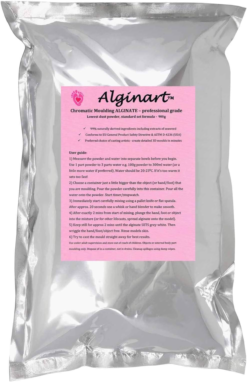 2 x 900g Alginart Chromatic ALGINATE – Moulding Impression Compound – Hand, Foot, Life Casting