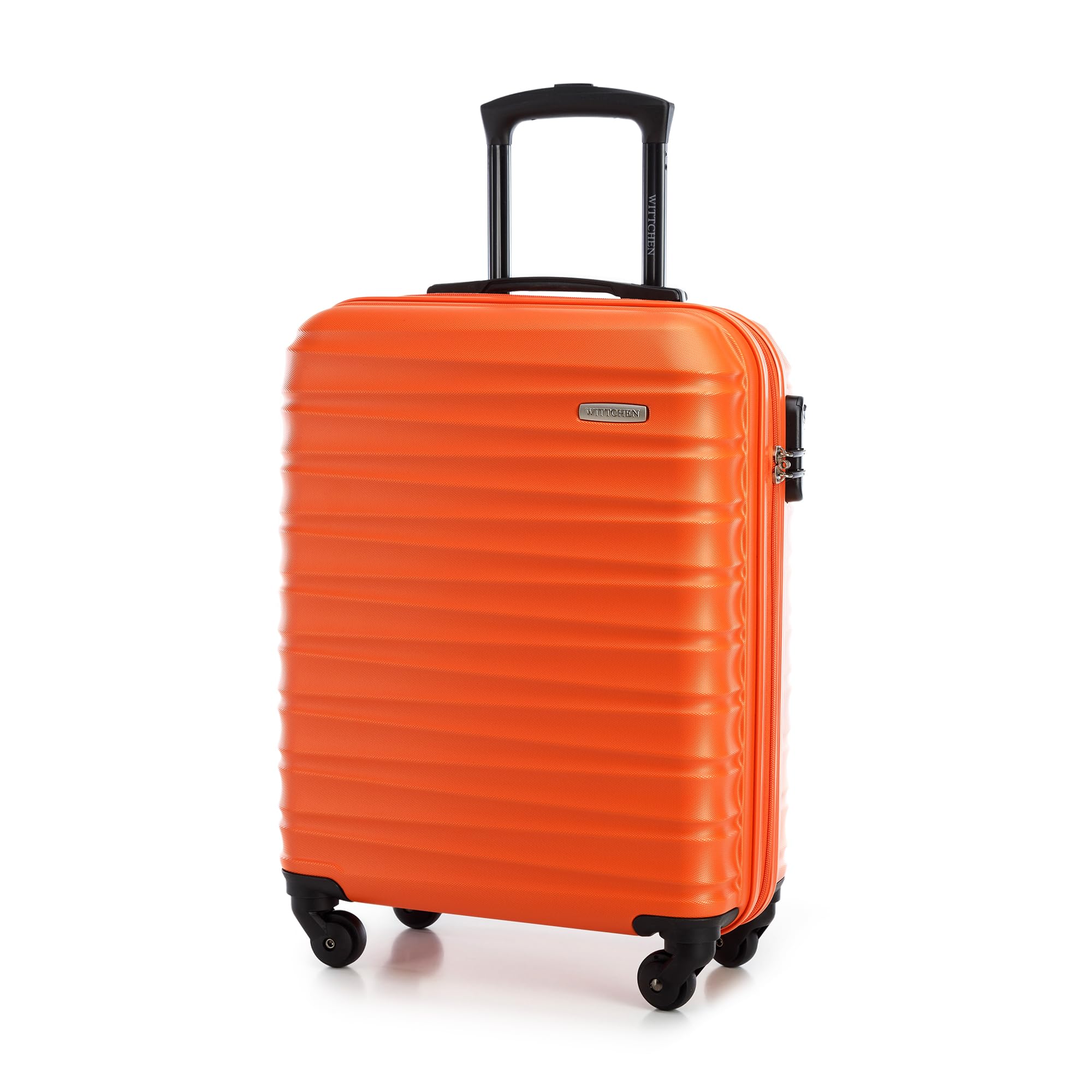 WITTCHEN GROOVE Line Stabile Valigia da cabina Bagaglio a mano Valigia piccola Trolley Valigia da Viaggio Trolley Rigido in ABS 4 Ruote Serratura a Combinazione Manico Telescopico Taglia S Arancione