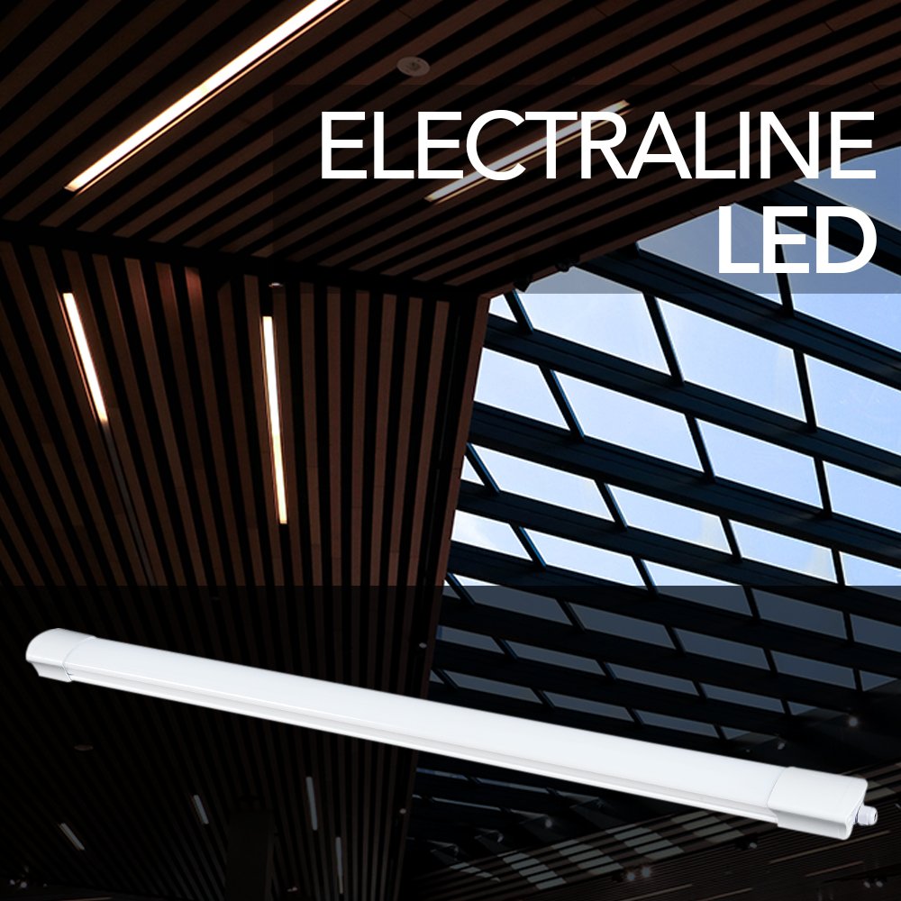 Electraline 65062 Barra luminosa LED da esterno, plafoniera da giardino 50W 4500 Lumen luce naturale impermeabile IP65 lunga 150 cm - Tubo led per giardino, loggia, esterno, muro esterno