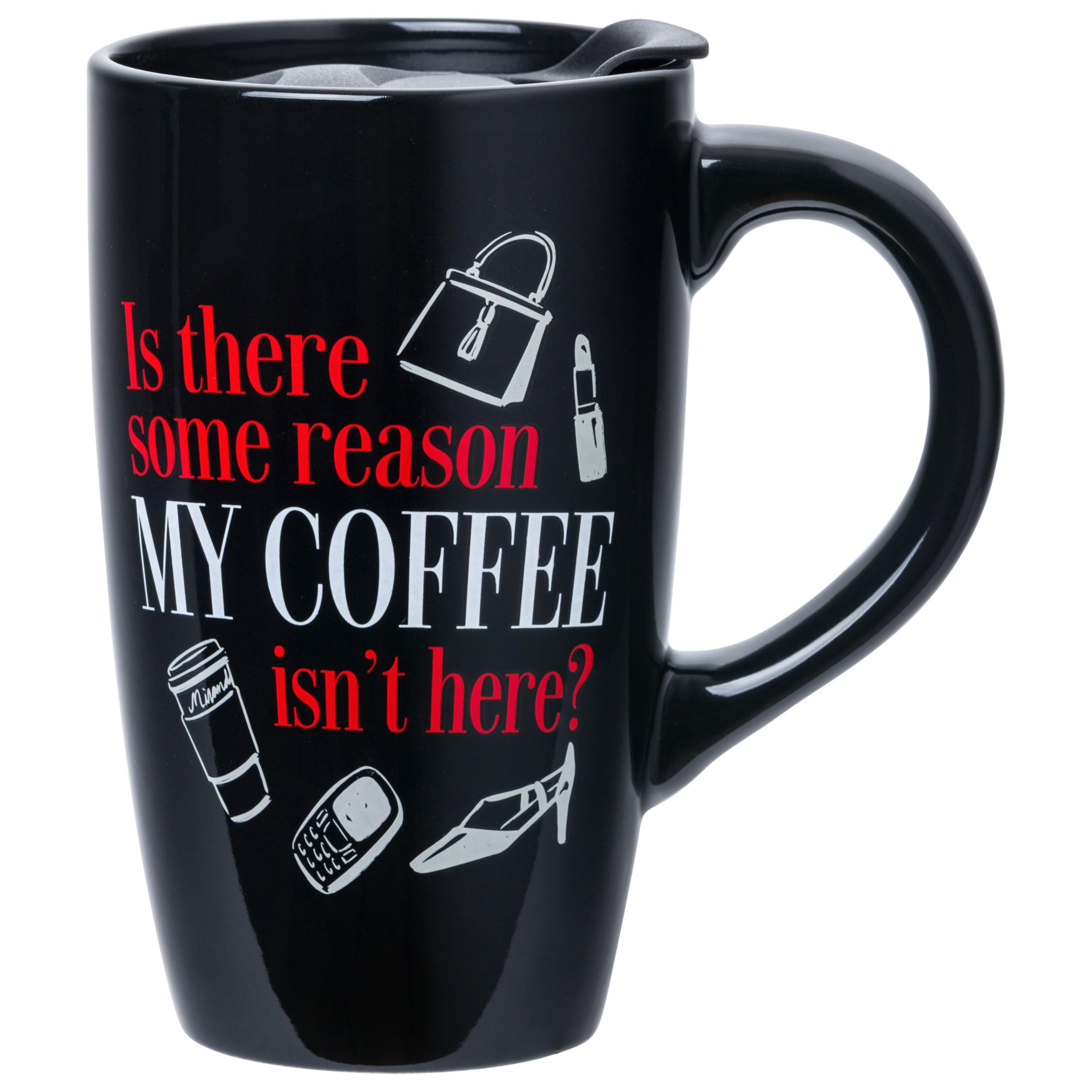 Silver Buffalo Devil Wears Prada Coffee, Ceramic Travel Mug, Lid, 16oz