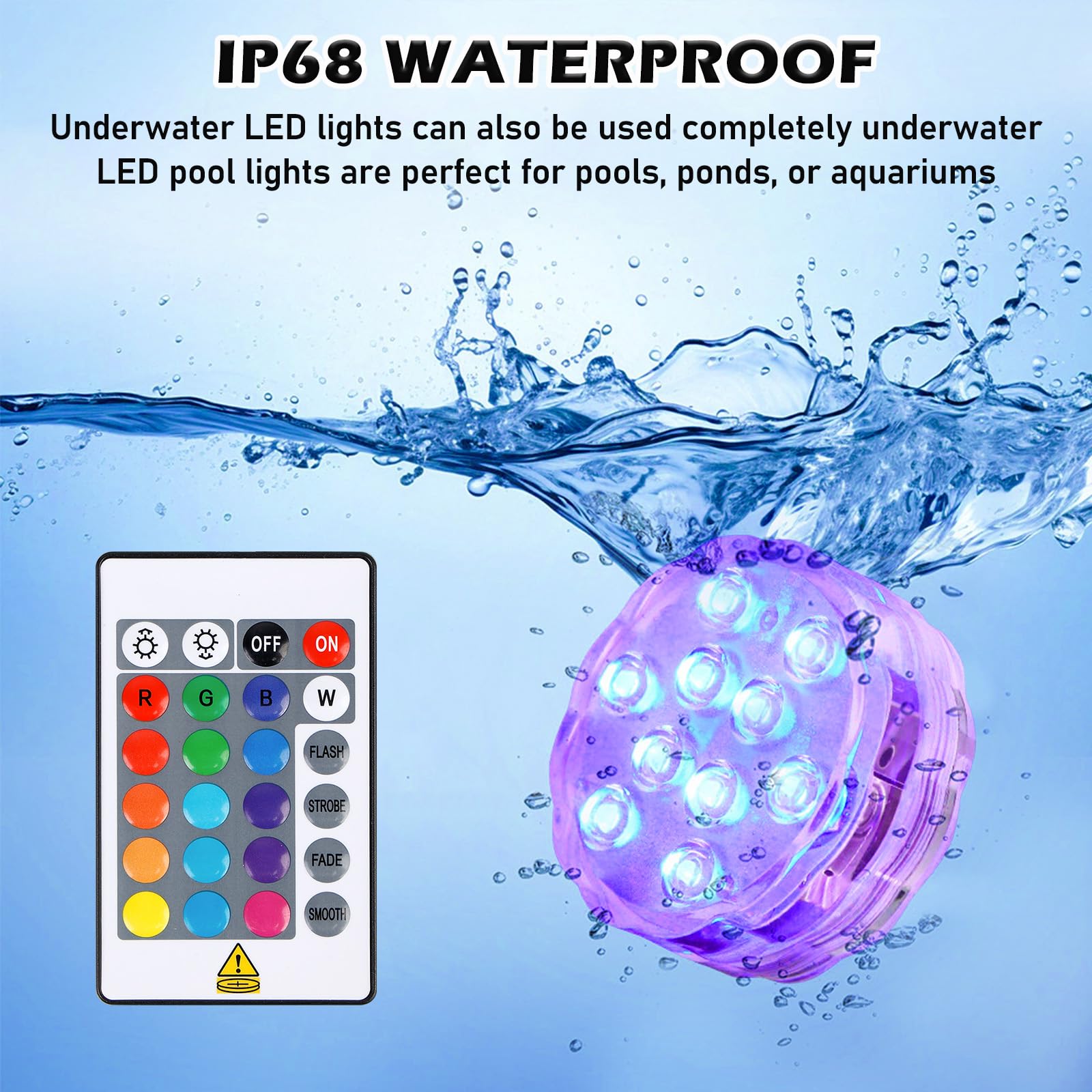 4 Lampes LED Submersibles Piscine - Multicolore Avec Télécommande, IP68, Pour Aquarium, Fête