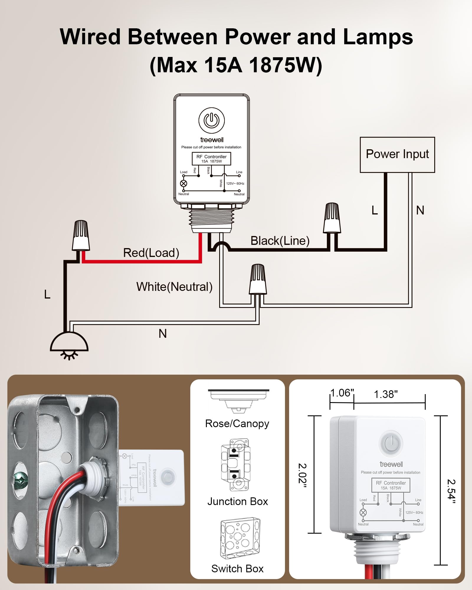 3-Wege-Funk-Lichtschalter und Empfänger-Set, Dekorateur Wipp-Wandschalter