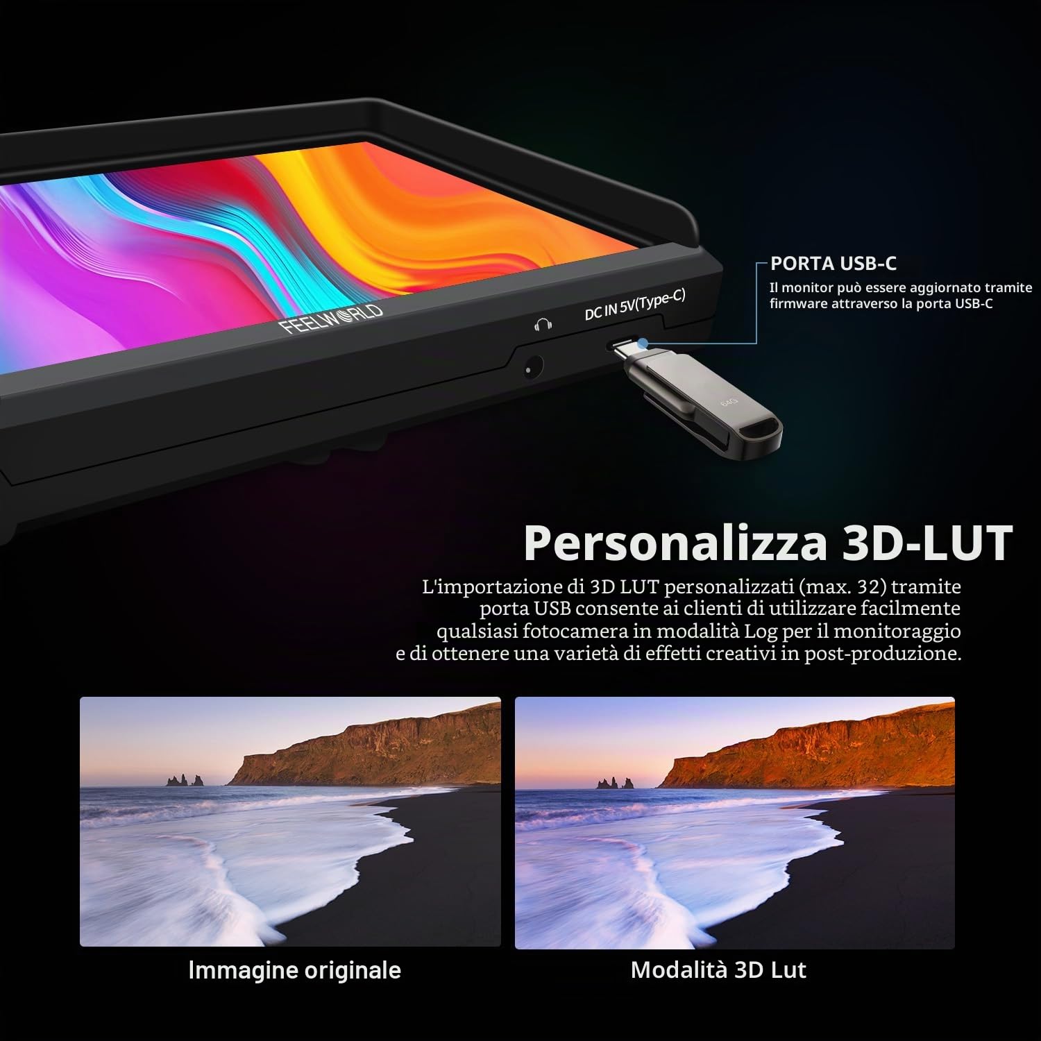 FEELWORLD FW568 V3 Monitor da campo per fotocamera 4K da 6 pollici con batteria da 2800mAh Monitor DSLR Full HD 1920x1080 3D lUT Borsa per il trasporto, parasole,Peaking Focus Assist HDMI Input/Output